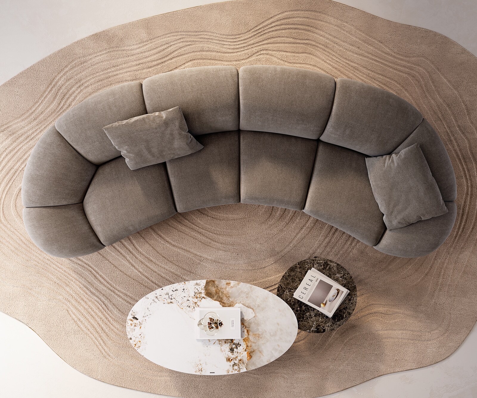 Big-Sofa Lunna 360x175 cm Strukturstoff Soft Taupe 2 Kissen 8