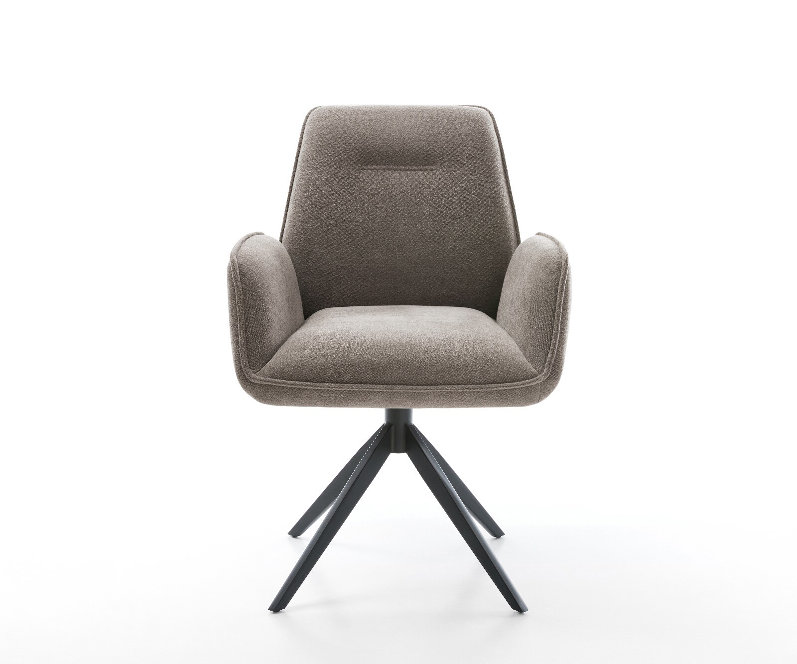 Drehstuhl Zoa-Flex Strukturstoff Soft Taupe Kreuzgestell breit Schwarz 360° drehbar Wippfunktion Taschenfederkern 1