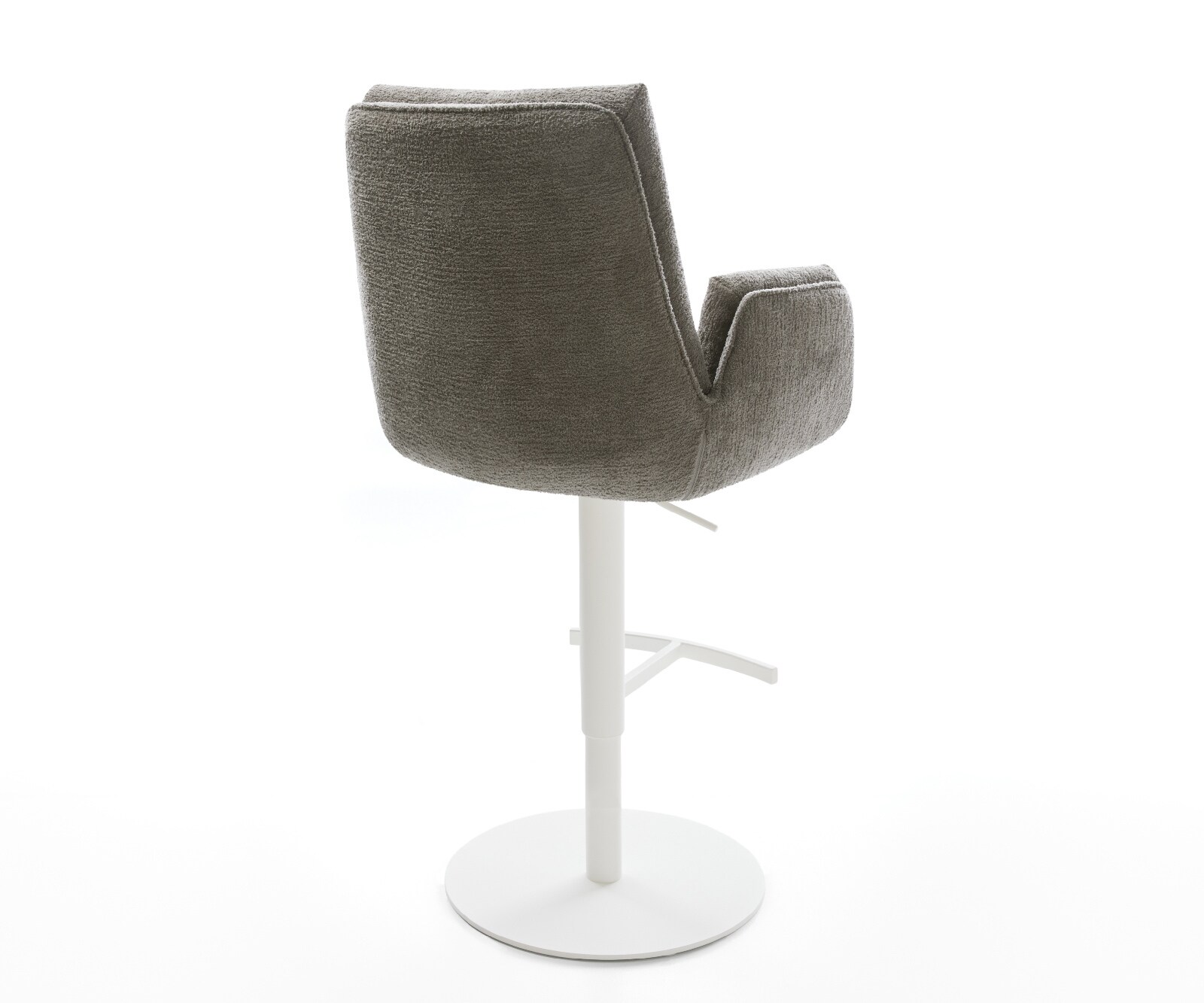 Barstuhl Clea-Flex Bouclé Soft Schlamm Drehfuß höhenverstellbar Metall Weiß 4