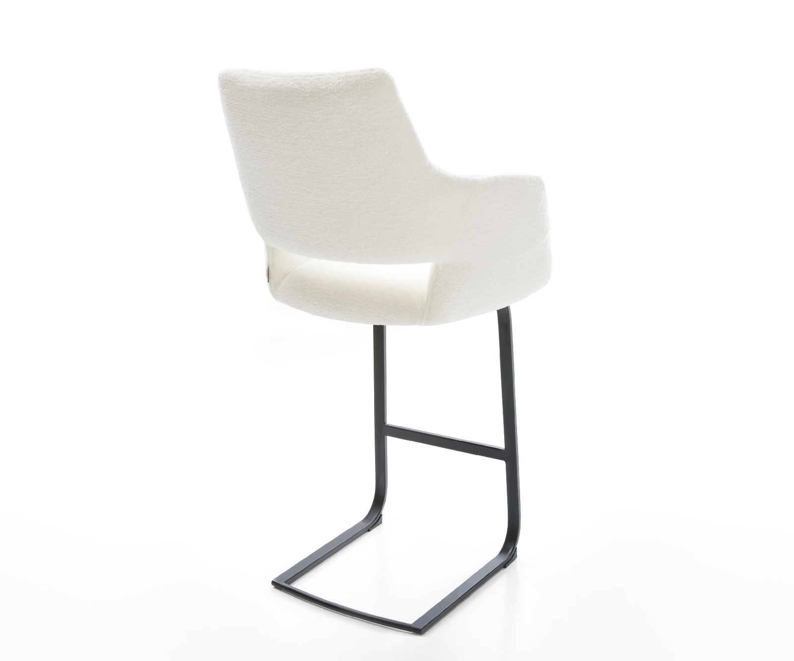 Barstuhl Yago-Flex Bouclé Soft Beige Freischwinger Flach Metall Schwarz Taschenfederkern 5