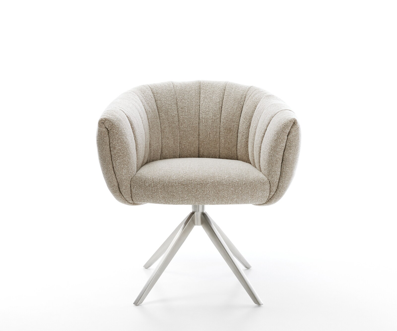 Drehstuhl Jada-Flex Webstoff Soft Beige Kreuzgestell breit Edelstahl 360° drehbar Wippfunktion Taschenfederkern 1