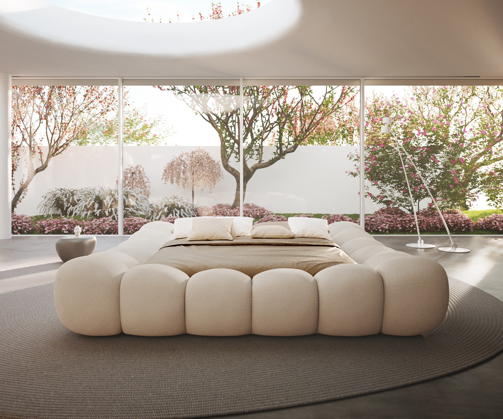 Polsterbettgestell Perlla 180x200 cm Bouclé Creme-Weiß 4
