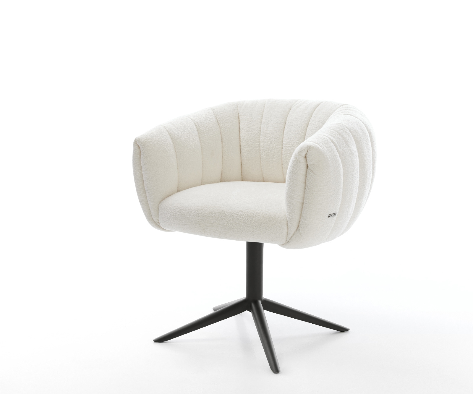 Drehstuhl Jada-Flex Bouclé Soft Beige Fußkreuz Schwarz 360° drehbar Wippfunktion Taschenfederkern
