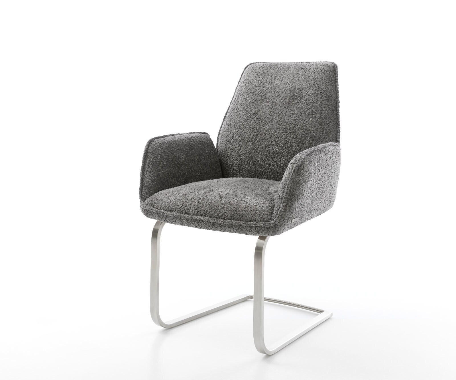 Freischwinger Zoa-Flex Bouclé Grau Freischwinger flach Edelstahl Taschenfed günstig online kaufen