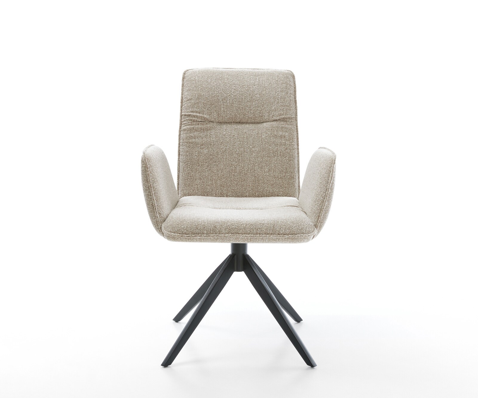 Drehstuhl Vinja-Flex Webstoff Soft Beige Kreuzgestell breit Schwarz 360° drehbar Wippfunktion 2