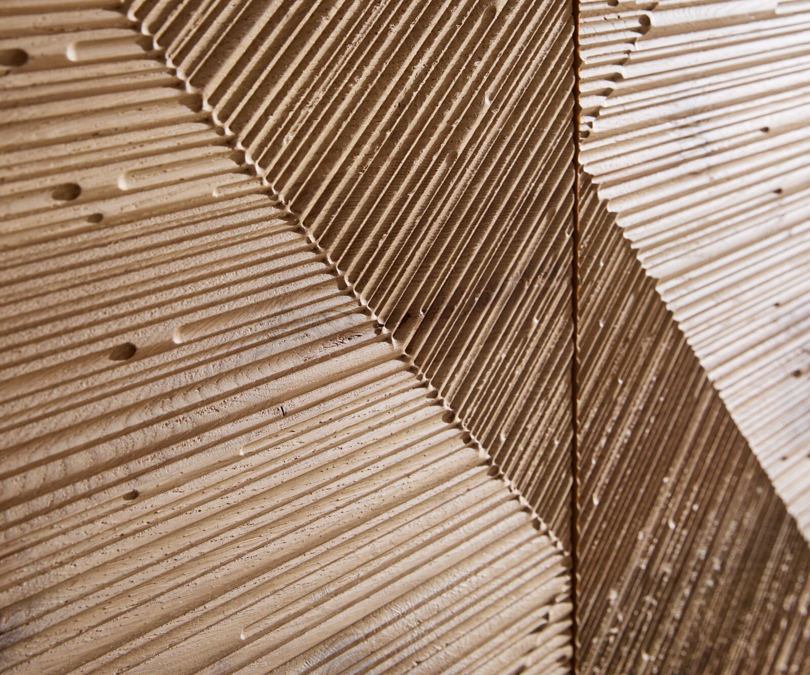 Lowboard Tereos 220 cm Eiche Natur 3D Effekt 4 Türen Winkelfuß Edelstahl gebürstet 6