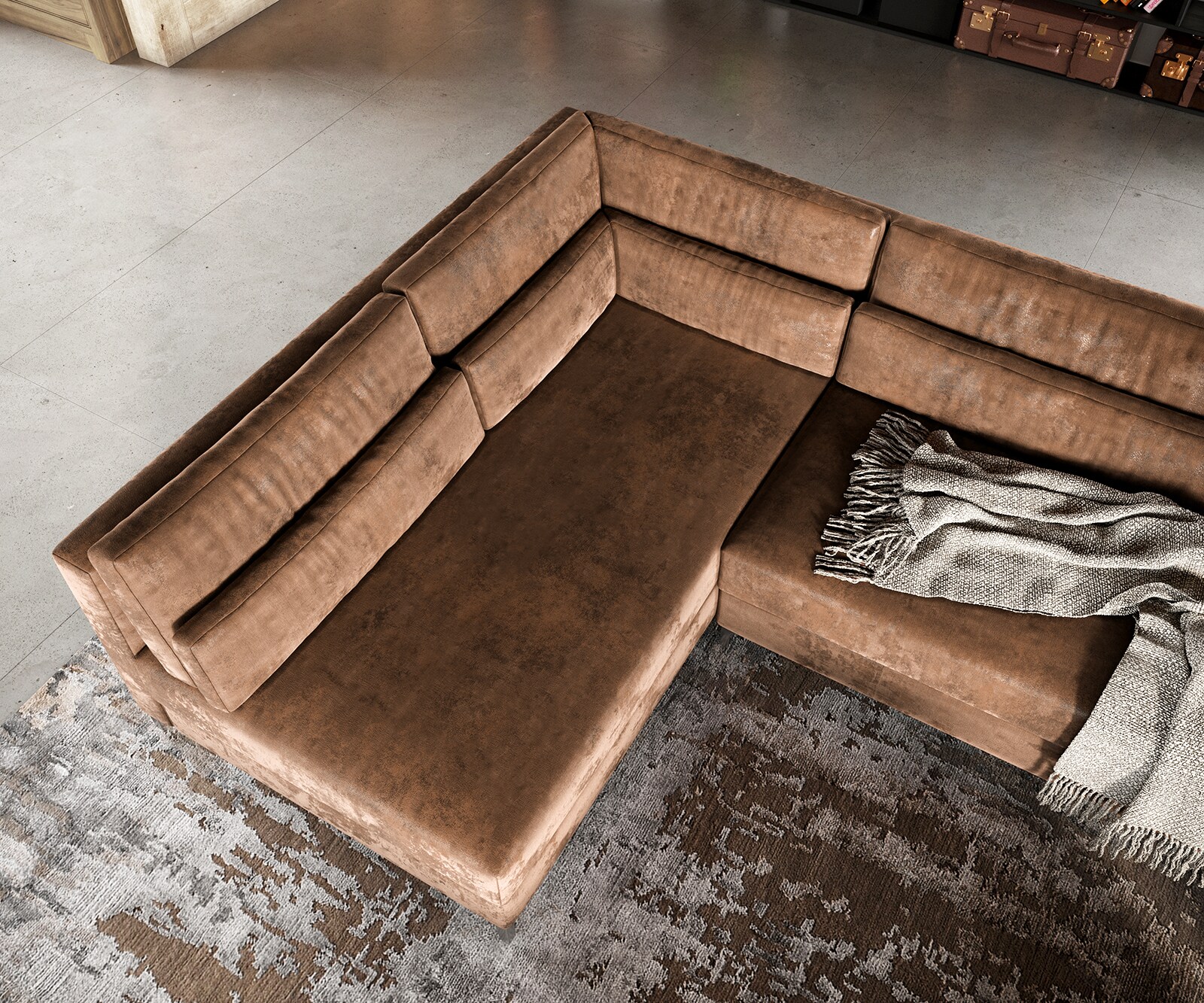 Wohnlandschaft Elio XL 400x185 cm Lederimitat Vintage Braun Antik 4