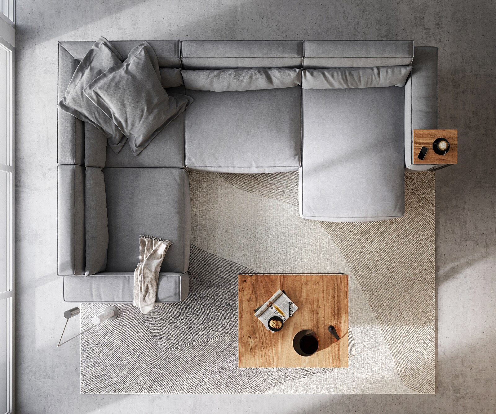 Wohnlandschaft Sirpio XL 360x260 cm Mikrofaser Grau Recamiere variabel 6