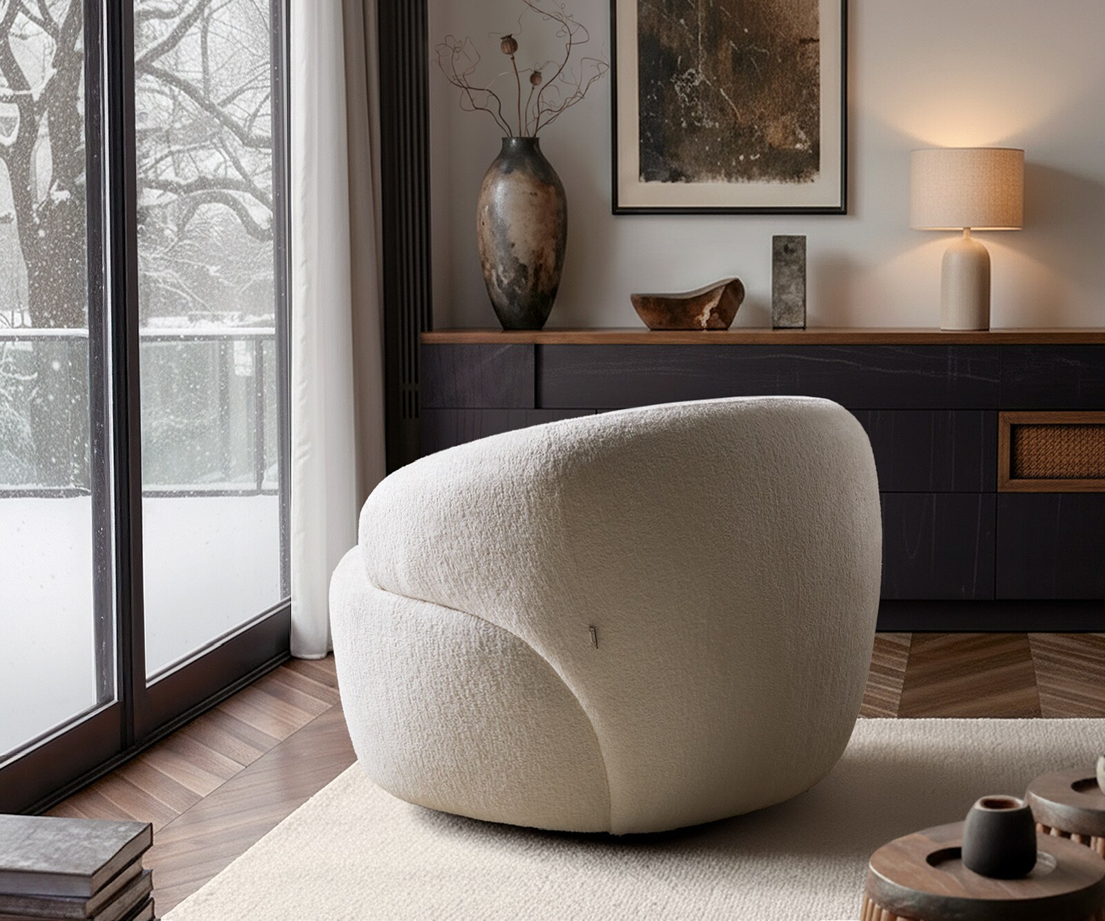 Loungesessel Nova 88x88 cm Bouclé Soft Beige 6