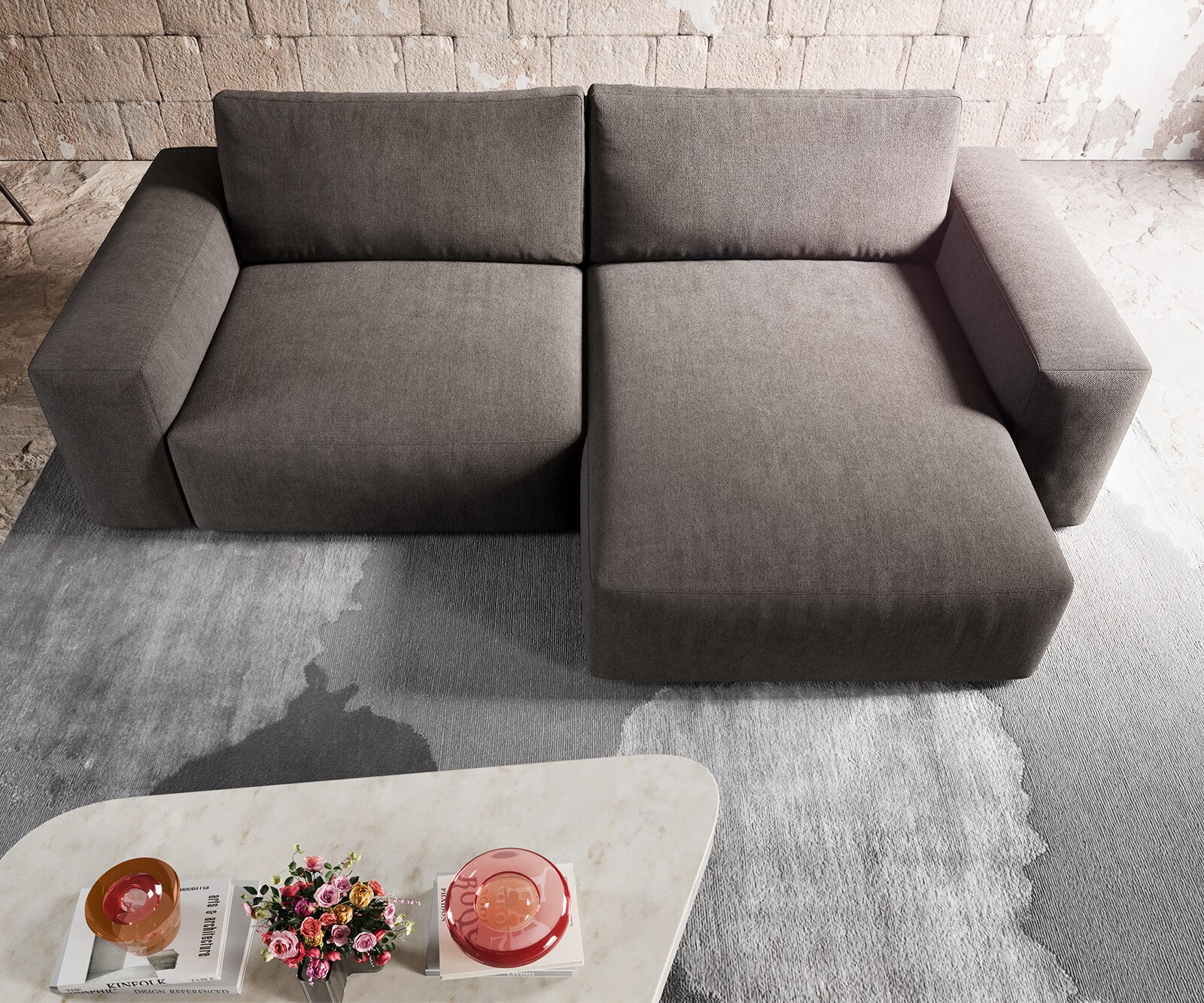 Ecksofa Lanzo XL 270x180 cm Mikrofaser Khakibraun Recamiere variabel 3