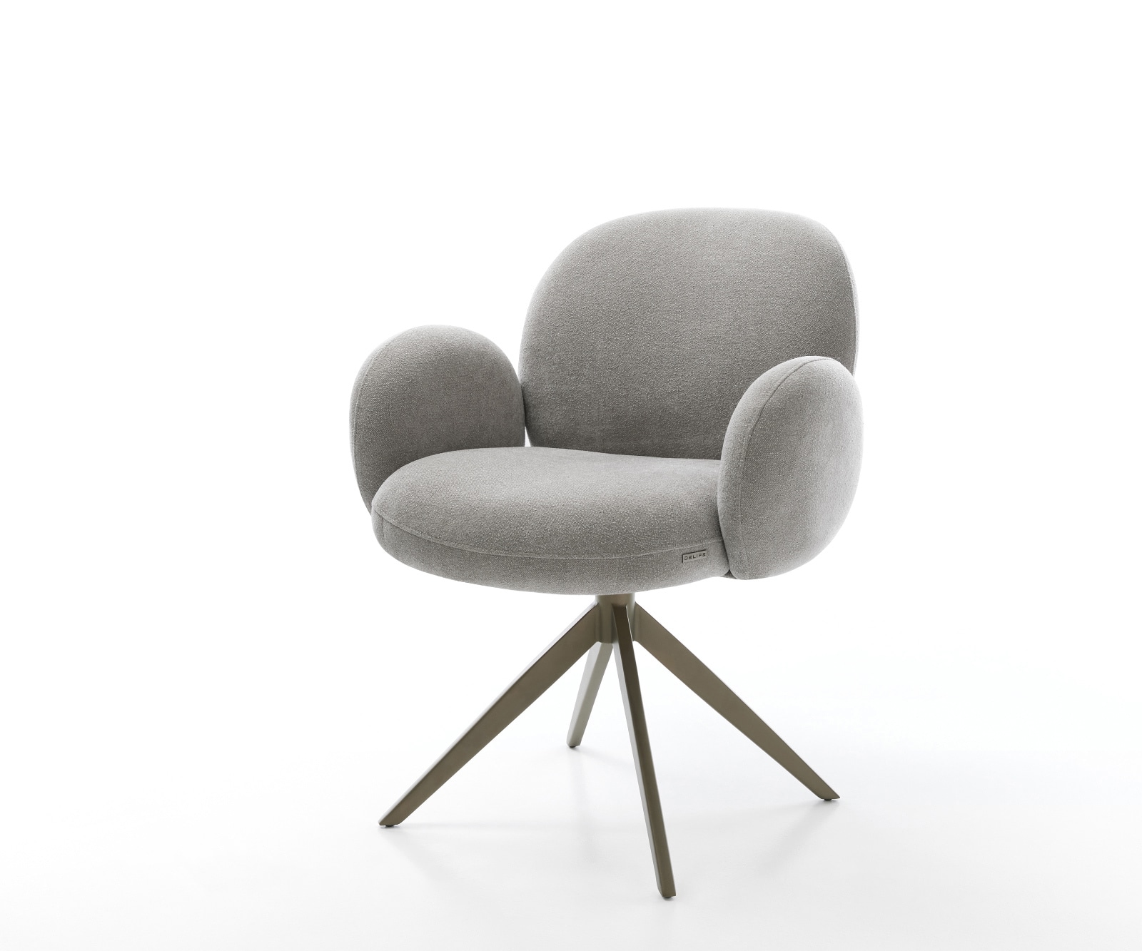 Drehstuhl Nube-Flex mit Armlehnen Strukturstoff Soft Grau Kreuzgestell breit Effektfinish Titan 360° drehbar Wippfunktion Taschenfederkern