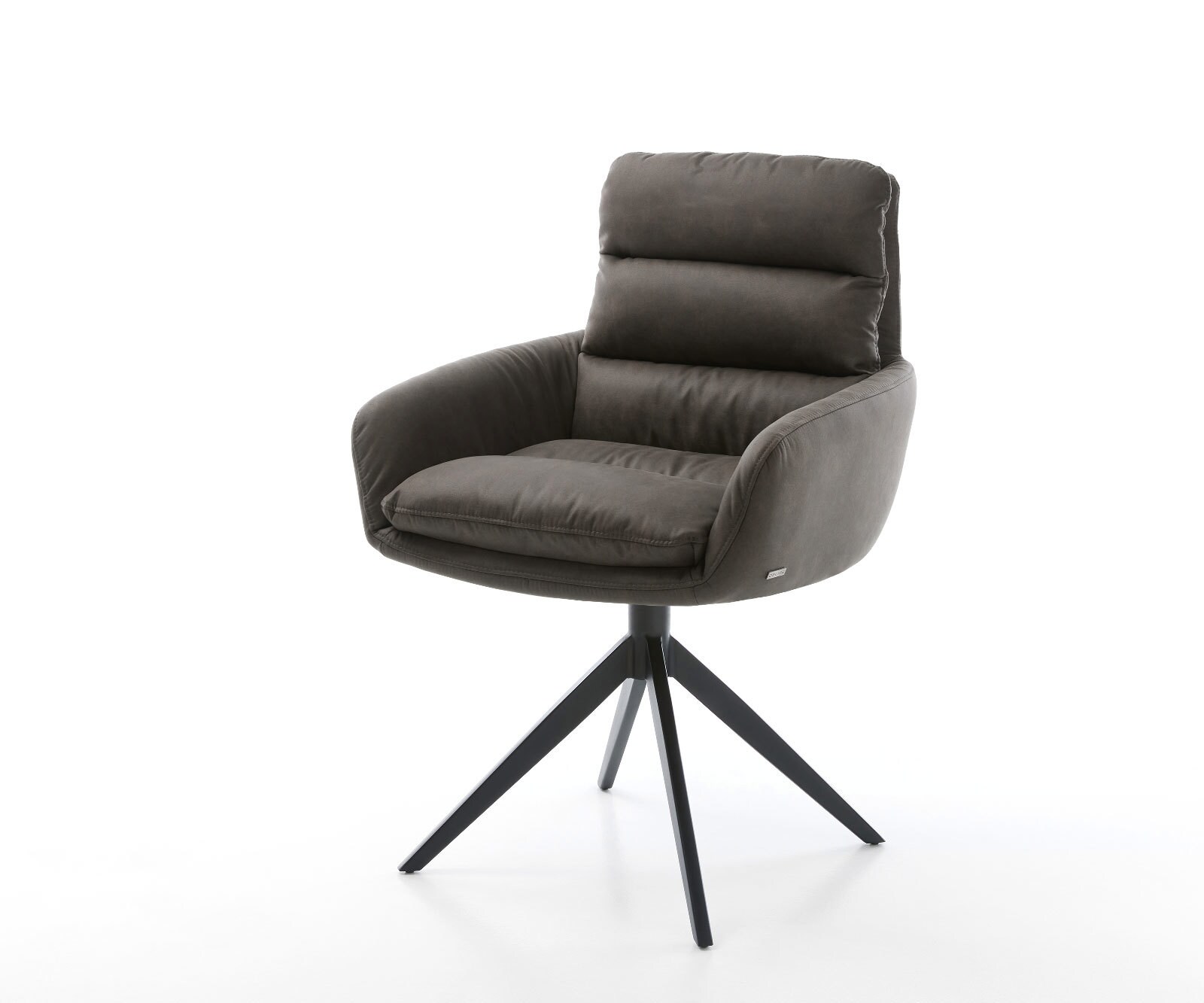 Drehstuhl Abelia-Flex mit Armlehnen Mikrofaser Anthrazit Vintage Kreuzgestell breit Schwarz 360° drehbar Wippfunktion
