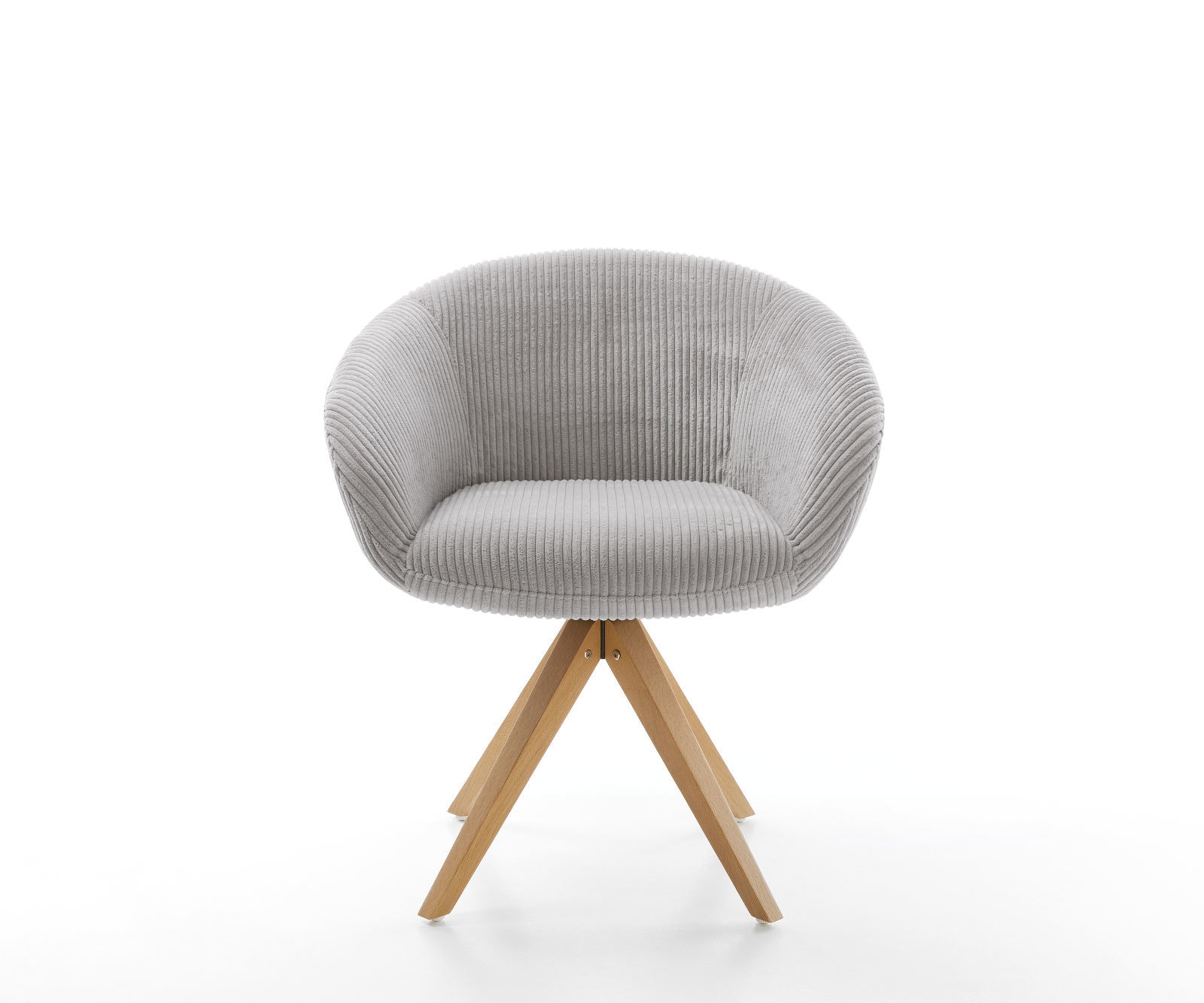 Drehstuhl Vinka-Flex mit Armlehnen Cord Silbergrau Holzgestell kantig Natur 180° drehbar Taschenfederkern 2