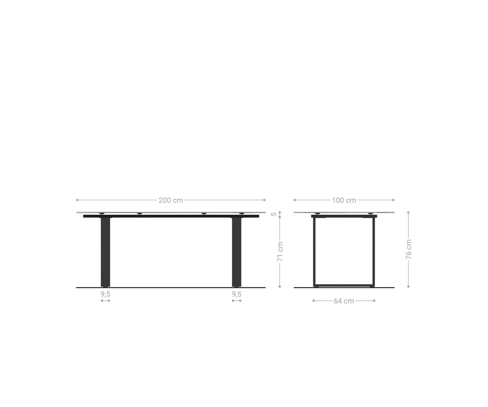 Esstisch Edge 200x100 Keramik Laminam® Travertino Bianco Creme-Weiß Edelstahl Schmal 8