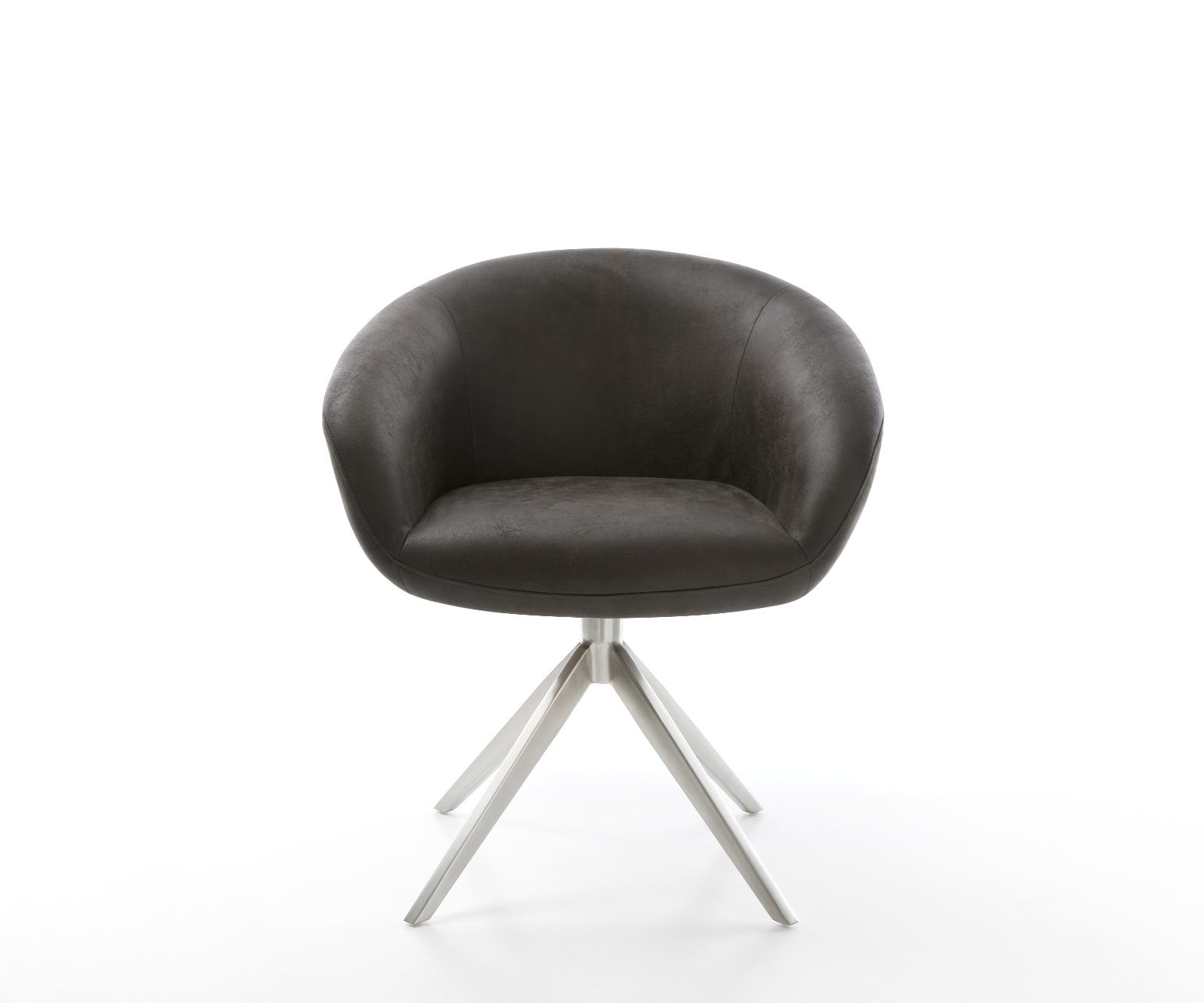 Drehstuhl Vinka-Flex mit Armlehnen Mikrofaser Anthrazit Vintage Kreuzgestell breit Edelstahl 360° drehbar Wippfunktion Taschenfederkern 1 Drehstuhl Vinka-Flex mit Armlehnen Mikrofaser Anthrazit Vintage Kreuzgestell breit Edelstahl 360° drehbar Wippfunktion Taschenfederkern 1