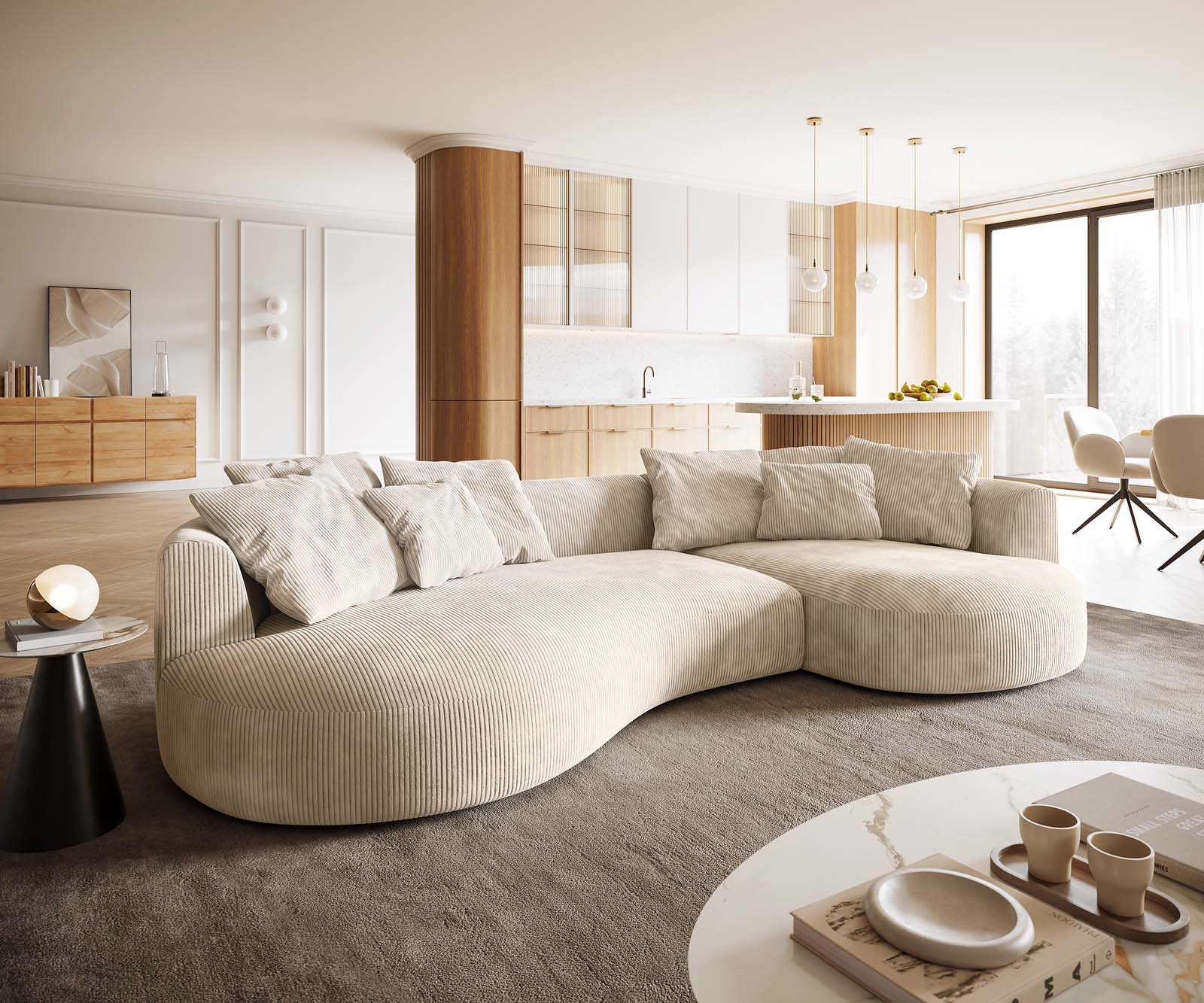 Big-Sofa Edina 330x170 cm Cord Beige