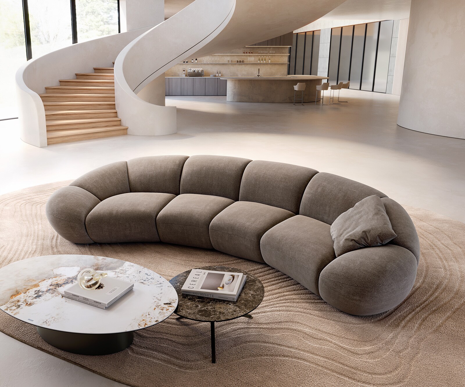 Big-Sofa Lunna 360x175 cm Strukturstoff Soft Taupe 2 Kissen 3
