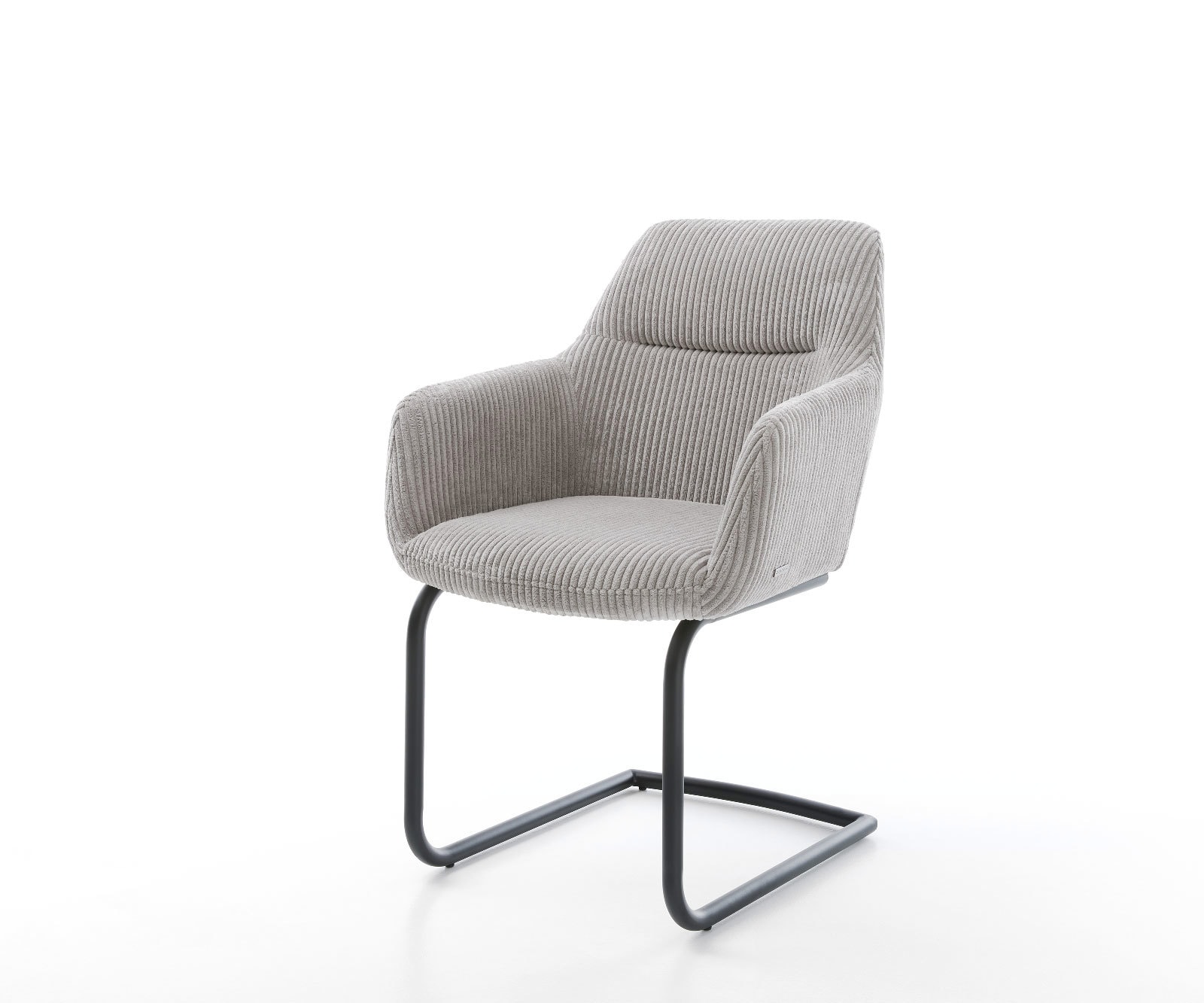 Cantilever Pejo-Flex côtelé gris argenté pied cantilever rond noir ressorts ensachés Cantilever Pejo-Flex côtelé gris argenté pied cantilever rond noir ressorts ensachés