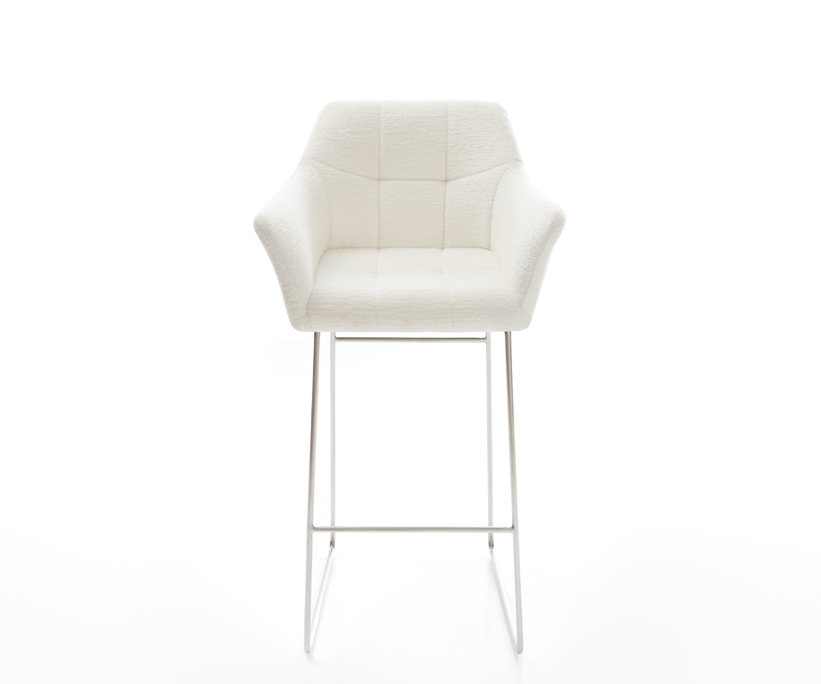 Barstuhl Yulo-Flex Bouclé Soft Beige Kufengestell Edelstahl Silberfarben 2