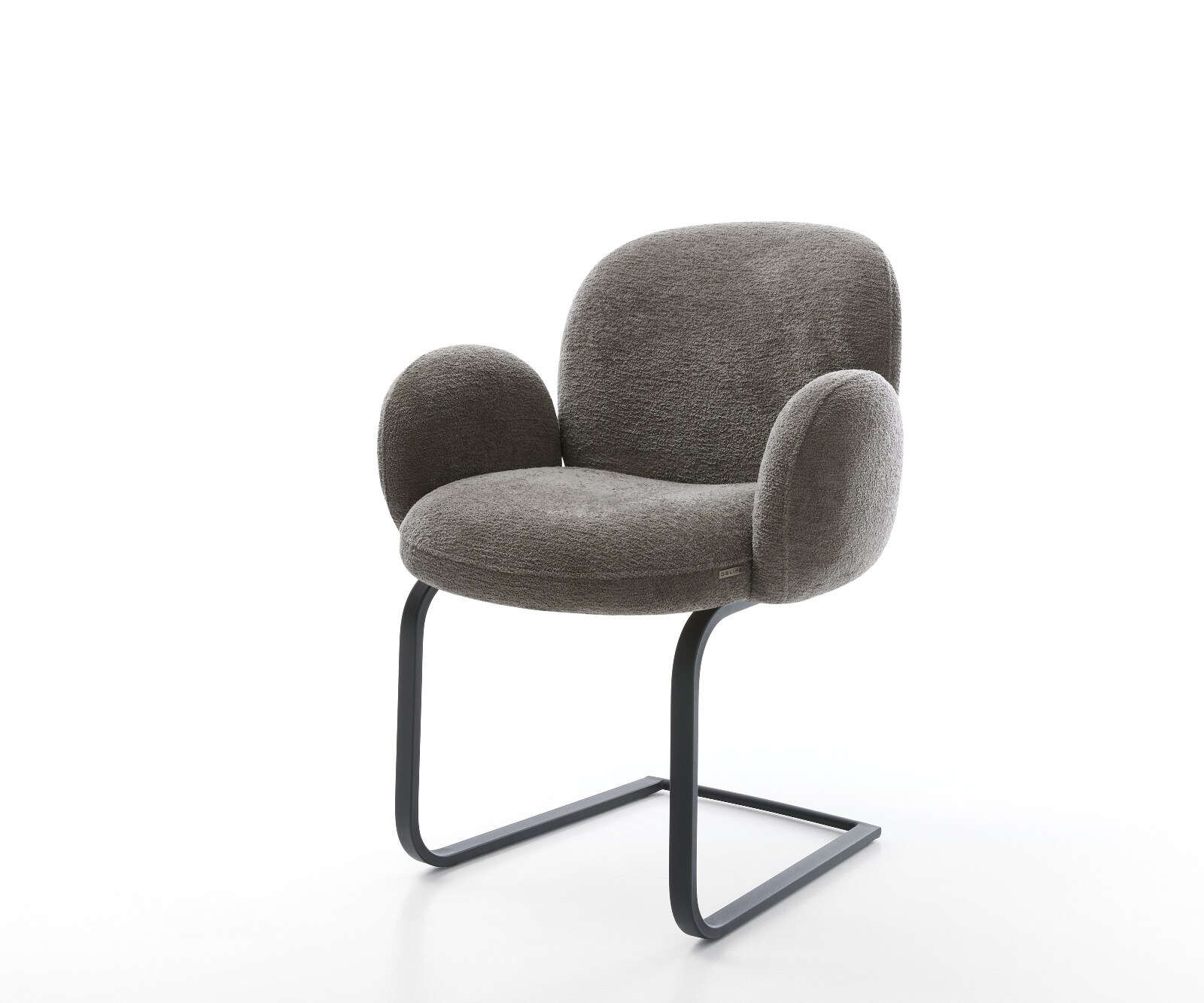 Freischwinger Nube-Flex mit Armlehnen Bouclé Soft Schlamm Freischwinger flach Schwarz Taschenfederkern