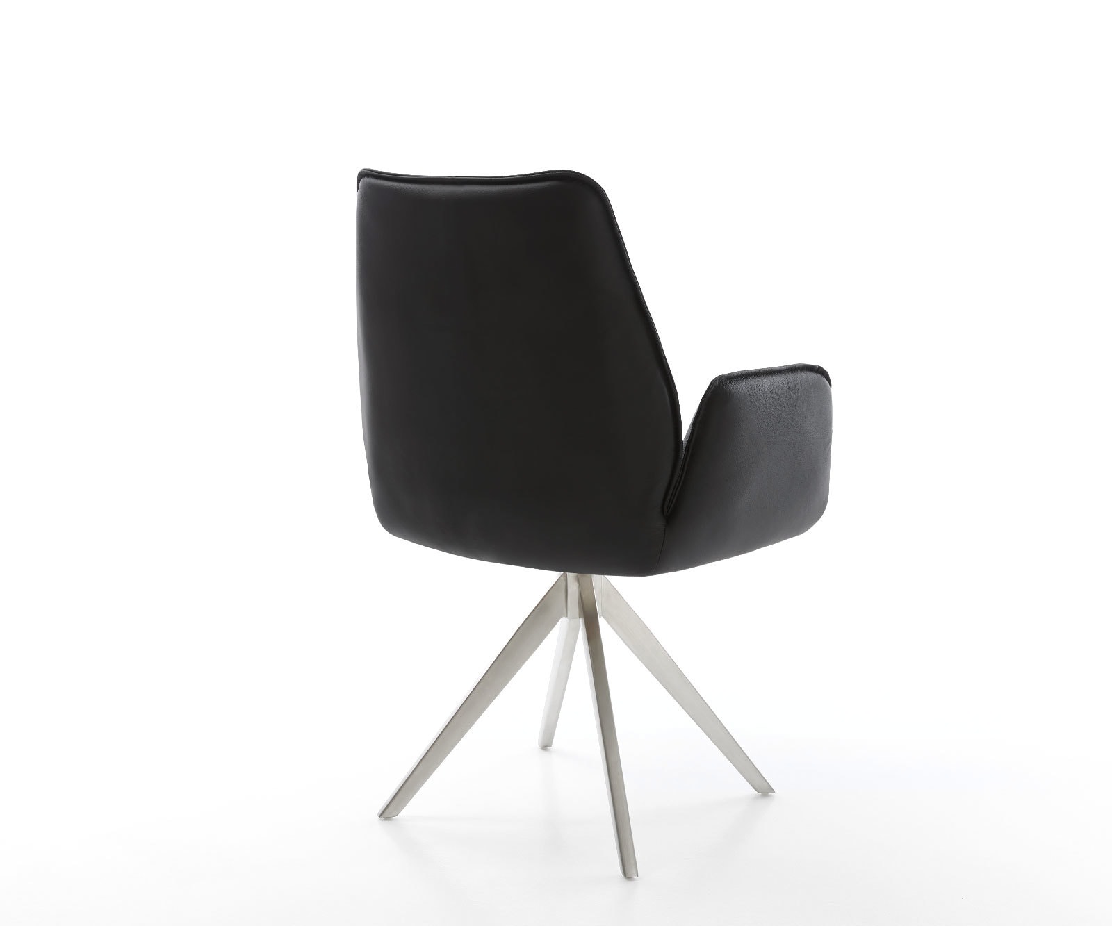 Esszimmerstuhl Zoa-Flex Echt-Leder Schwarz Kreuzgestell kantig Edelstahl Taschenfederkern 5