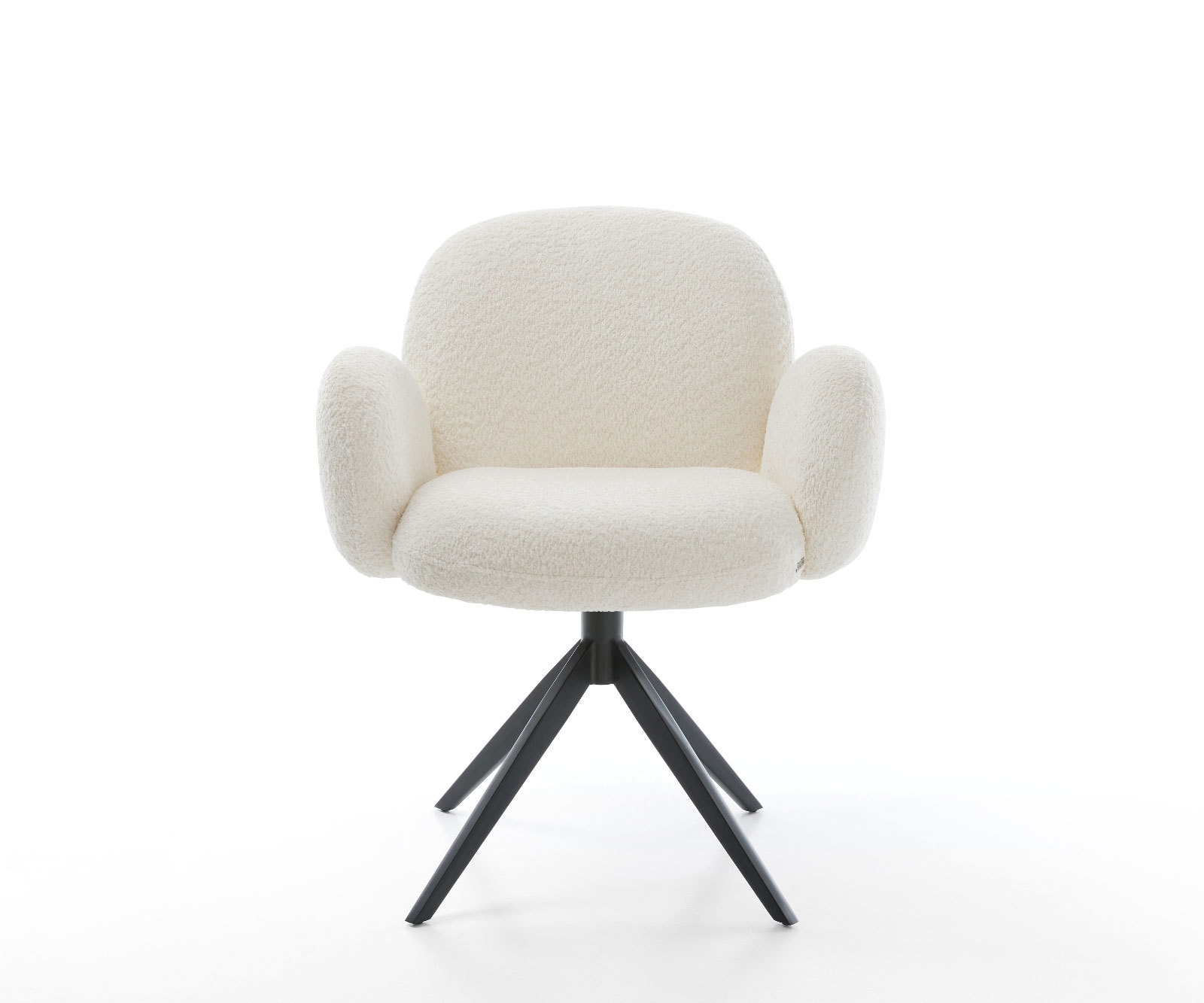 Drehstuhl Nube-Flex mit Armlehnen Bouclé Weiß Kreuzgestell breit Schwarz 360° drehbar Wippfunktion Taschenfederkern 1 Drehstuhl Nube-Flex mit Armlehnen Bouclé Weiß Kreuzgestell breit Schwarz 360° drehbar Wippfunktion Taschenfederkern 1