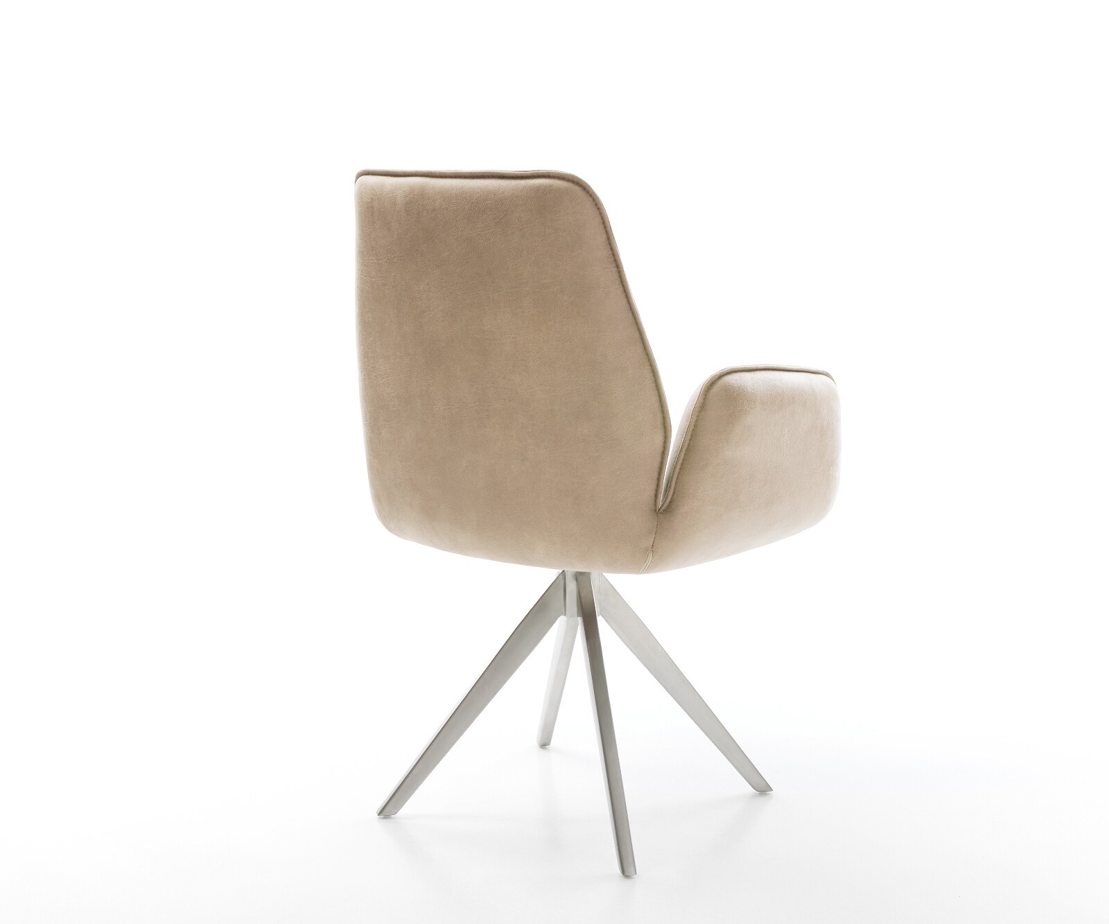 Esszimmerstuhl Zoa-Flex Mikrofaser Beige Vintage Kreuzgestell kantig Edelstahl Taschenfederkern 4
