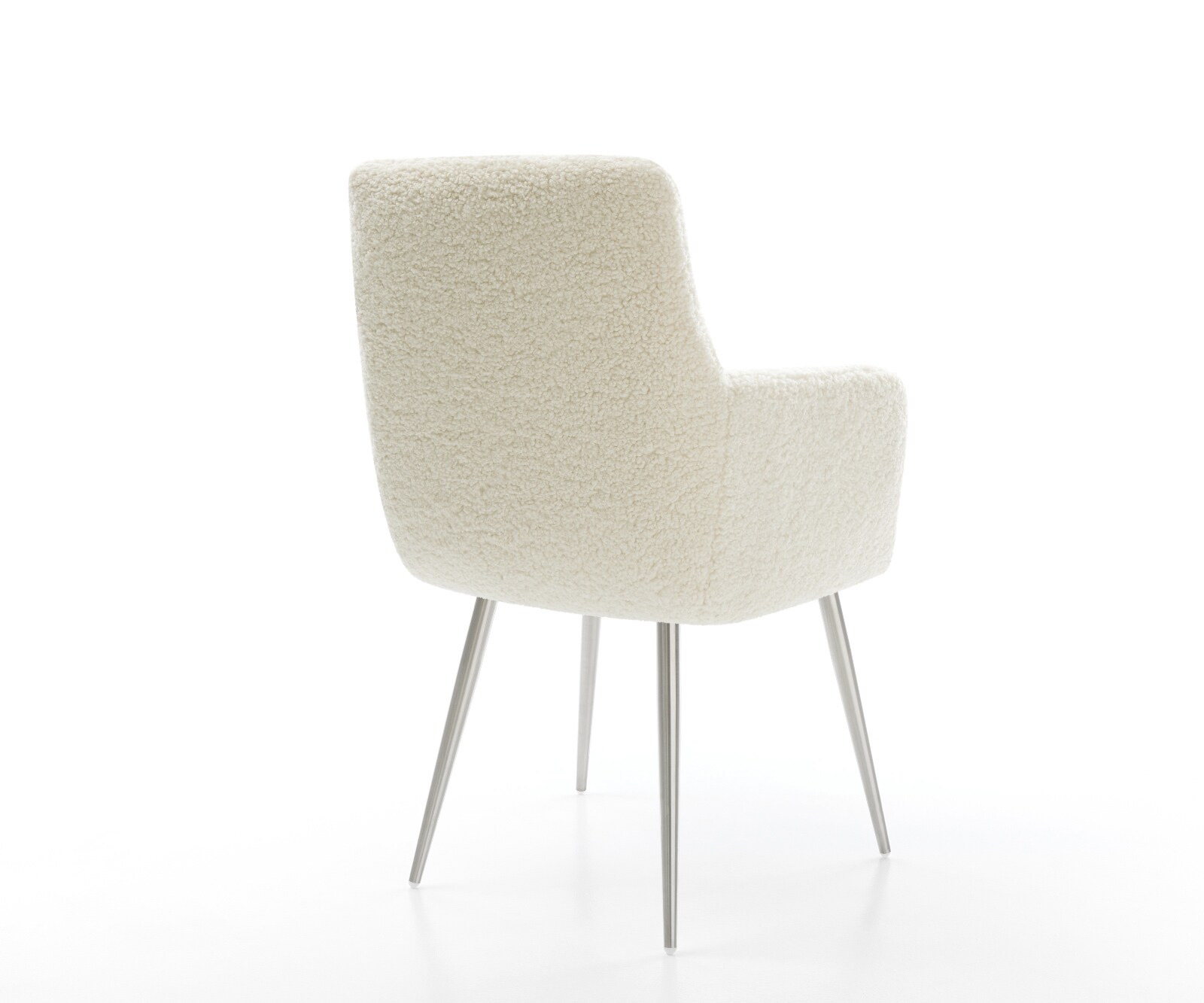 Esszimmerstuhl Heira-Flex mit Armlehnen Teddystoff Beige 4-Fuß konisch Edelstahl Taschenfederkern 5