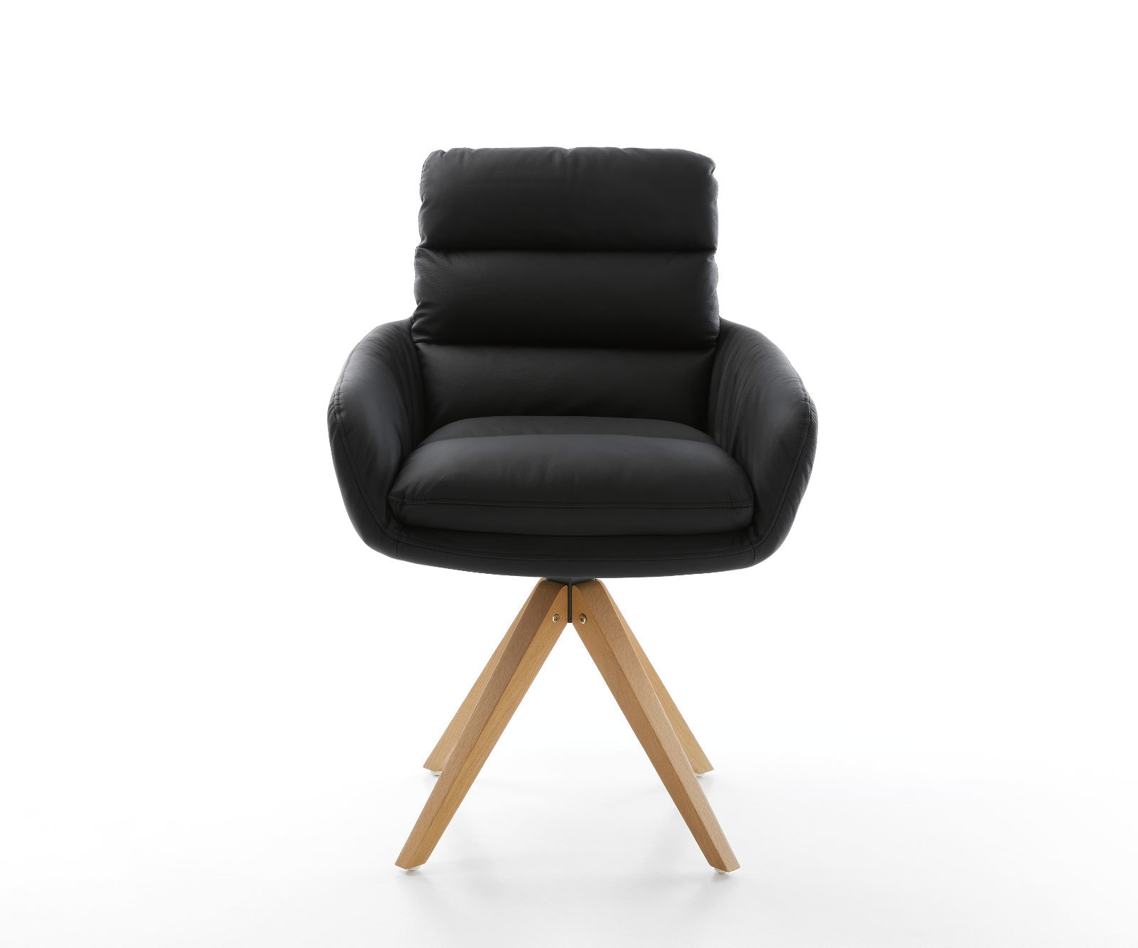 Esszimmerstuhl Abelia-Flex mit Armlehnen Echt-Leder Schwarz Holzgestell kantig Natur 1 Esszimmerstuhl Abelia-Flex mit Armlehnen Echt-Leder Schwarz Holzgestell kantig Natur 1