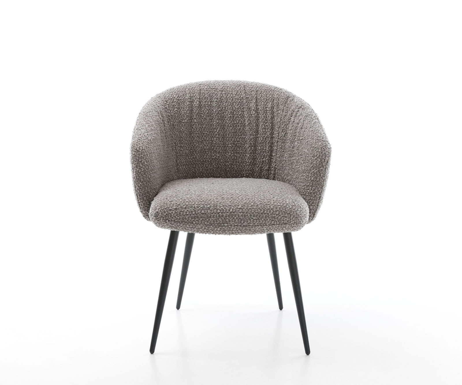 Esszimmerstuhl Caja-Flex mit Armlehnen Bouclé Silbergrau 4-Fuß konisch Schwarz Taschenfederkern 2