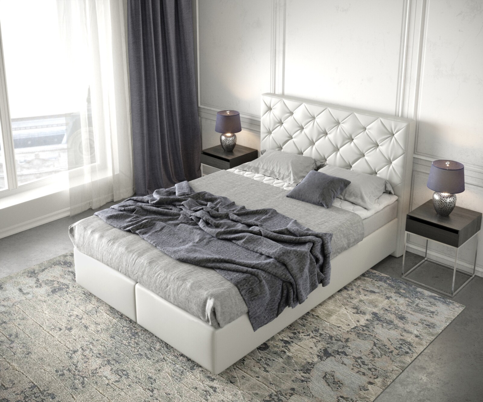 Boxspringbett Dream-Great 140x200 cm Kunstleder Weiß mit Matratze und Topper 3