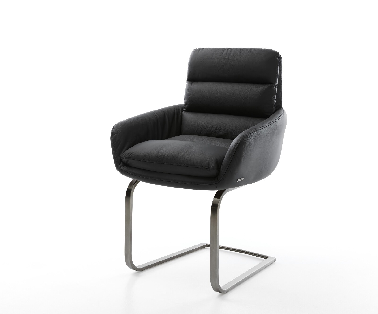 Freischwinger Abelia-Flex mit Armlehnen Echt-Leder Schwarz Freischwinger flach Graphit