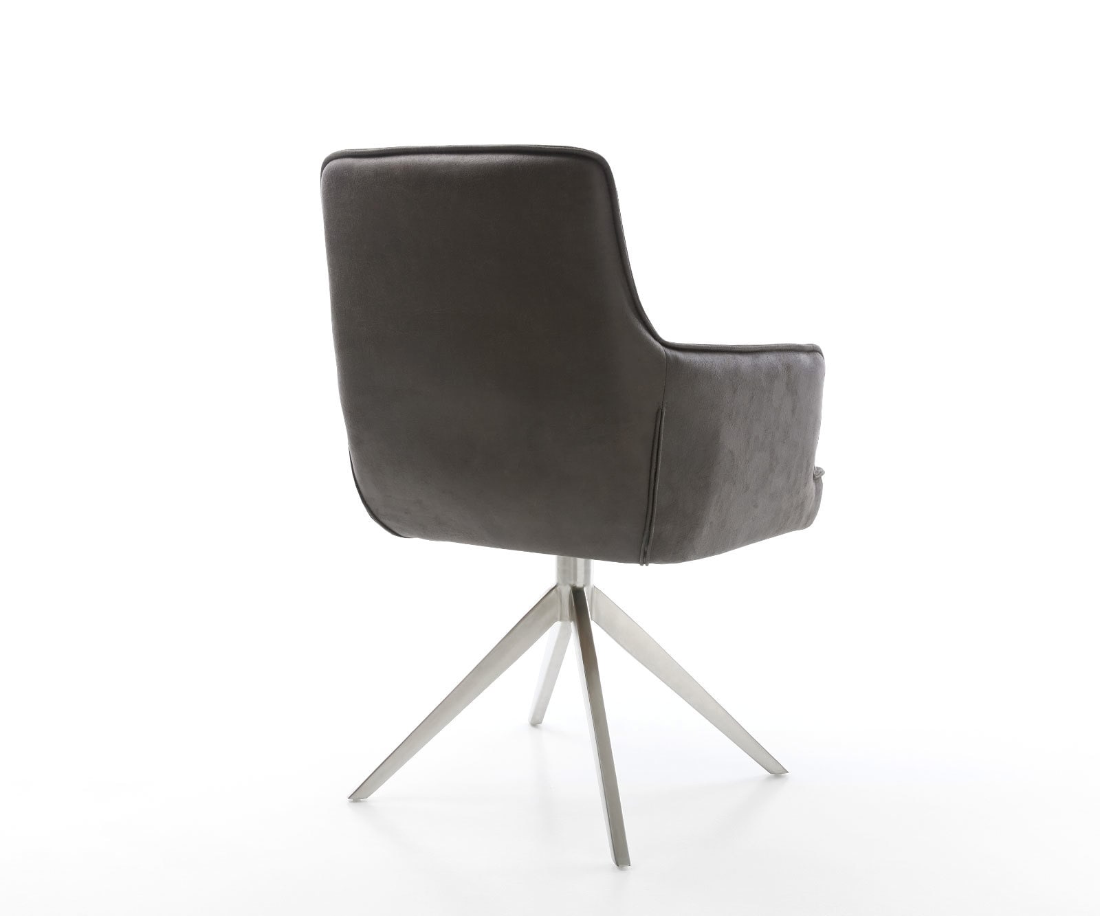 Drehstuhl Heira-Flex mit Armlehnen Mikrofaser Anthrazit Vintage Kreuzgestell breit Edelstahl 360° drehbar Wippfunktion Taschenfederkern 4 Drehstuhl Heira-Flex mit Armlehnen Mikrofaser Anthrazit Vintage Kreuzgestell breit Edelstahl 360° drehbar Wippfunktion Taschenfederkern 4