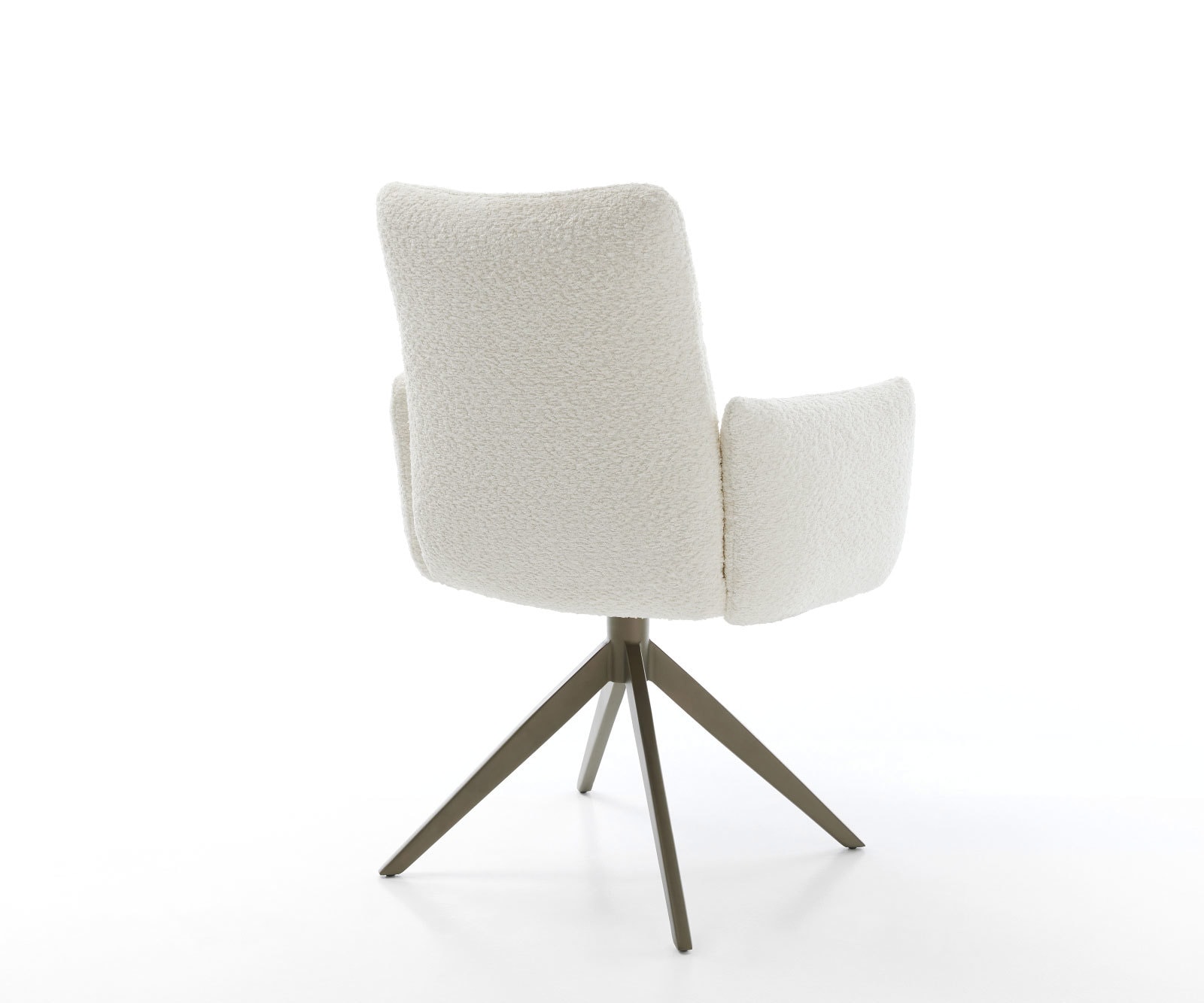 Drehstuhl Jova-Flex mit Armlehnen Bouclé Weiß Kreuzgestell breit Effektfinish Titan 360° drehbar Wippfunktion Taschenfederkern 4