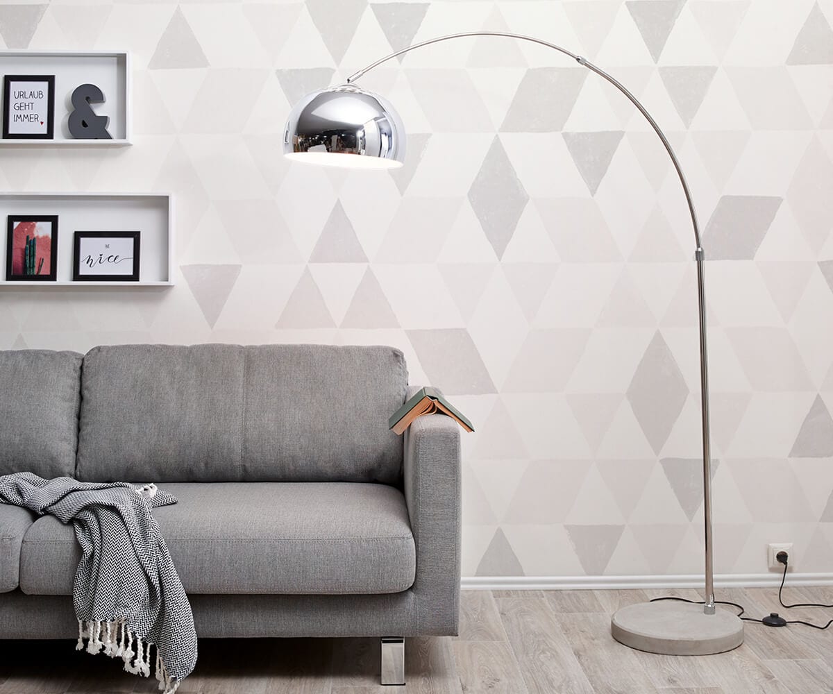 Bogenleuchte Big-Deal Eco Silber Betonfuß höhenverstellbar