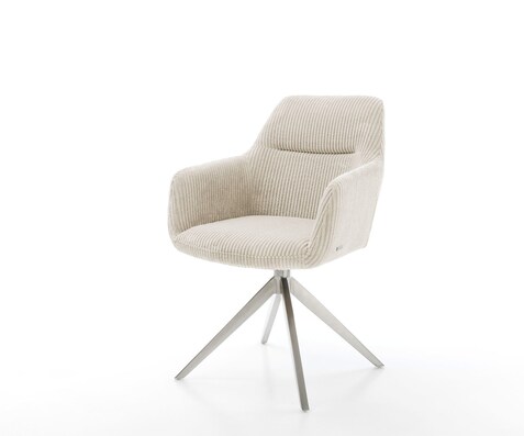 Drehstuhl Pejo-Flex Cord Beige Kreuzgestell breit Edelstahl 360° drehbar Wippfunktion Taschenfederkern