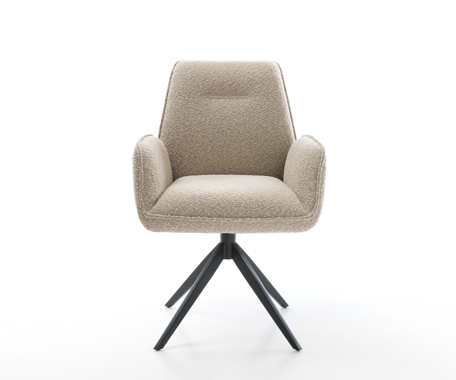 Drehstuhl Zoa-Flex Bouclé Schlamm Kreuzgestell breit Schwarz 360° drehbar Wippfunktion Taschenfederkern 1