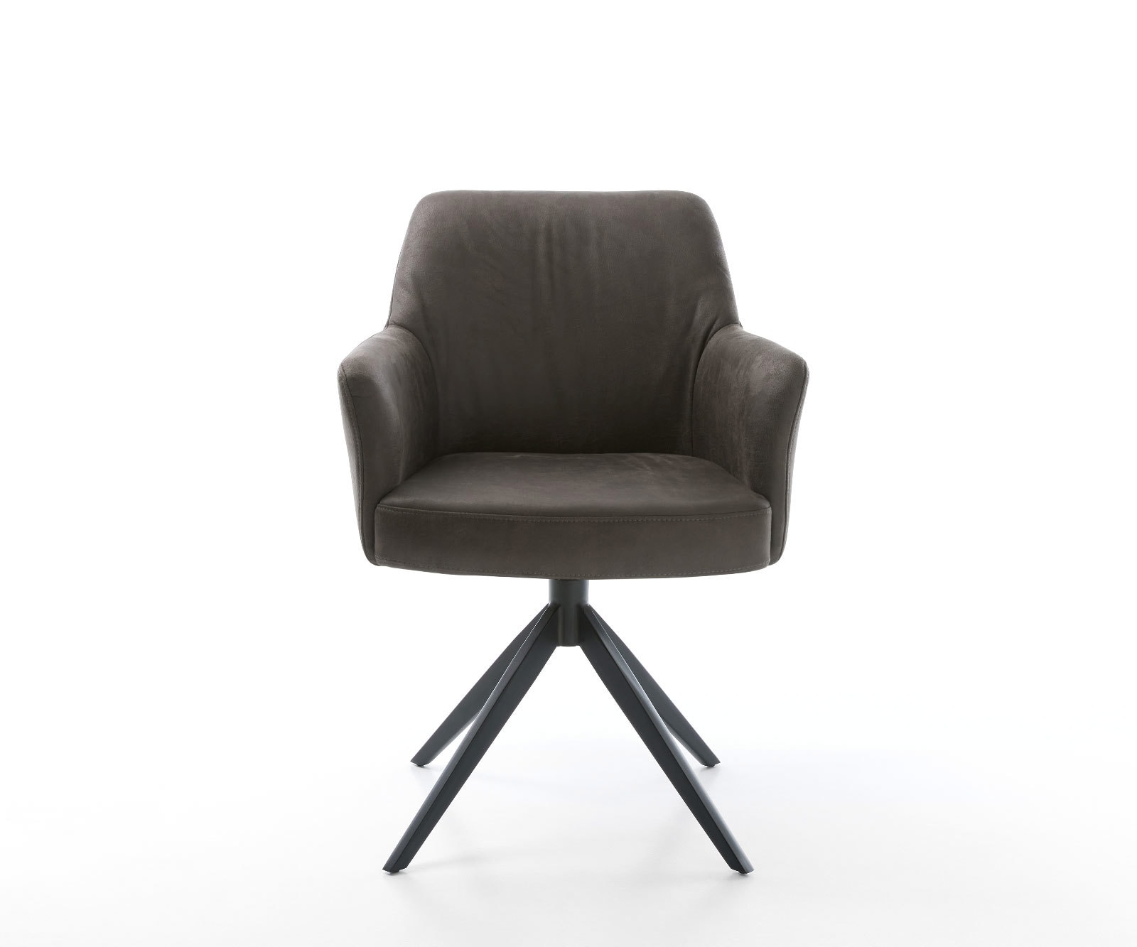 Drehstuhl Xana-Flex mit Armlehnen Mikrofaser Anthrazit Vintage Kreuzgestell breit Schwarz 360° drehbar Wippfunktion Taschenfederkern 2