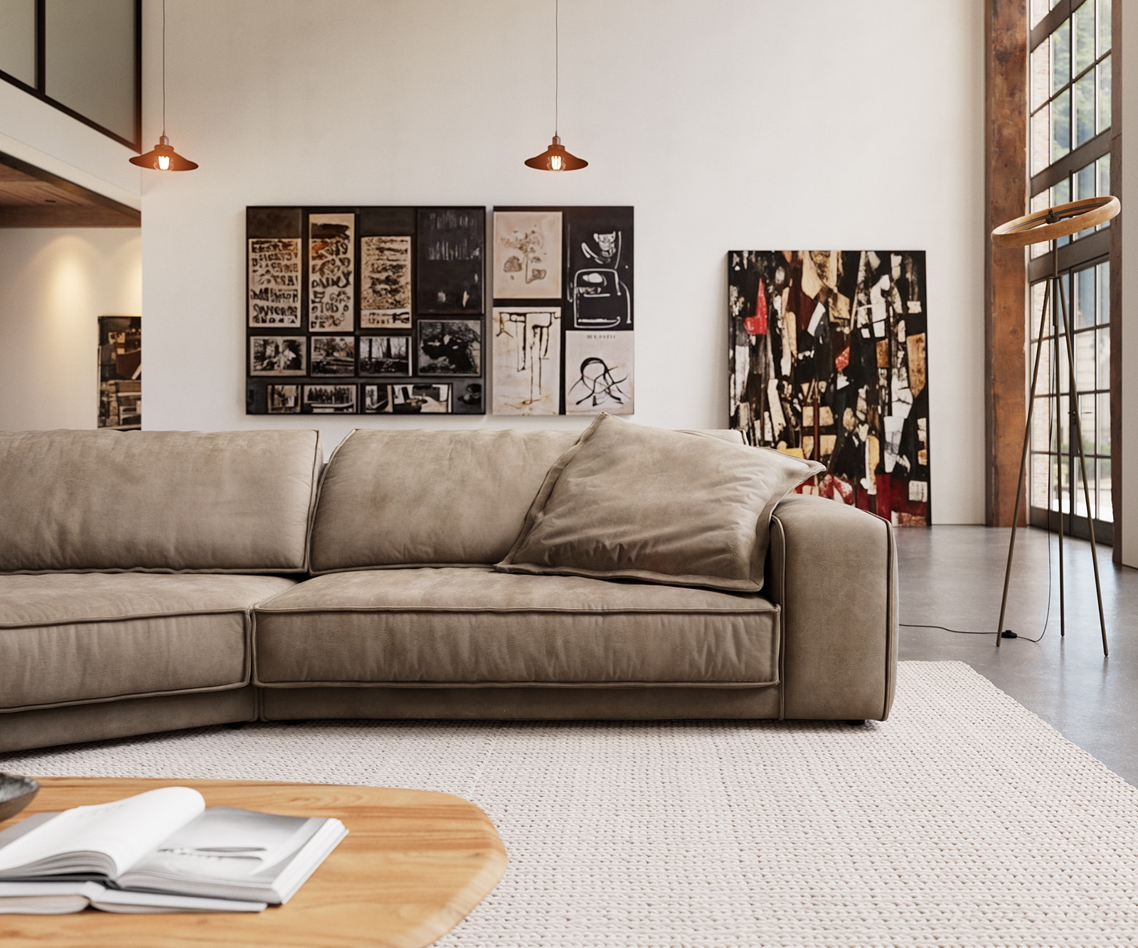 Big-Sofa Snoosh 400x150 cm Mikrofaser Schlamm Vintage Recamiere links 1 Big-Sofa Snoosh 400x150 cm Mikrofaser Schlamm Vintage Recamiere links 1