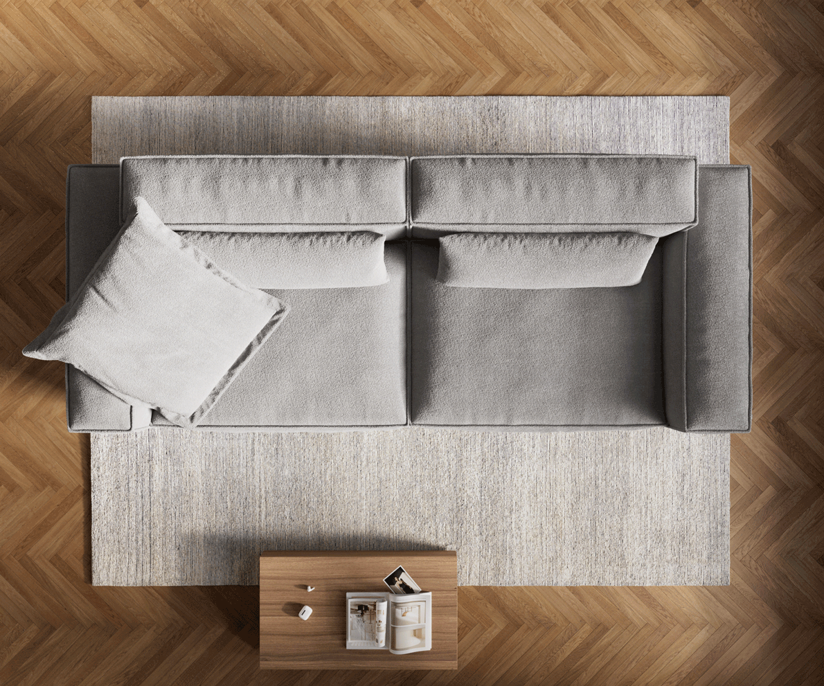Big-Sofa Freestyle 280x110 cm Strukturstoff Soft Grau Kedernaht 5