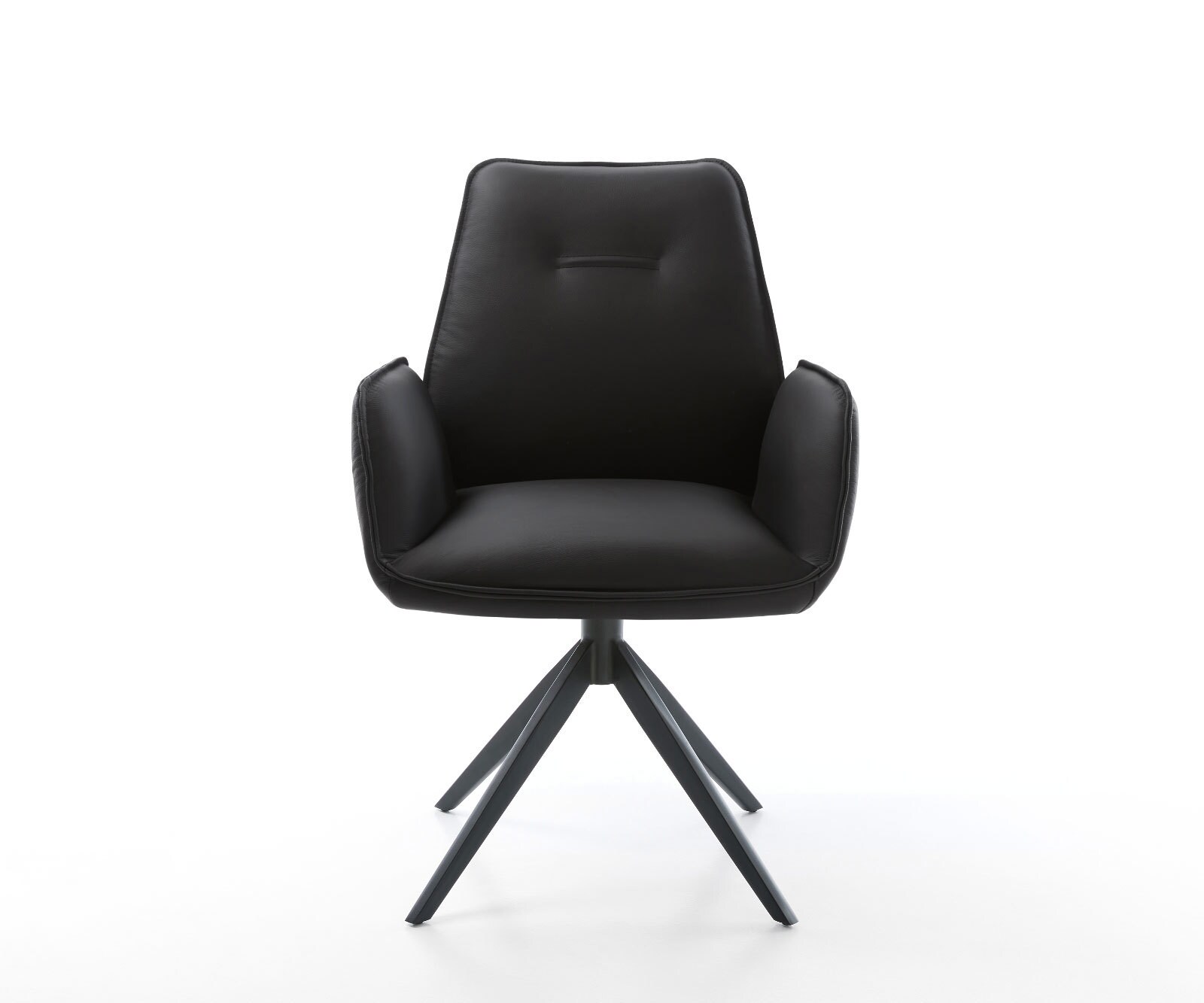 Drehstuhl Zoa-Flex Echt-Leder Schwarz Kreuzgestell breit Schwarz 360° drehbar Wippfunktion Taschenfederkern 1