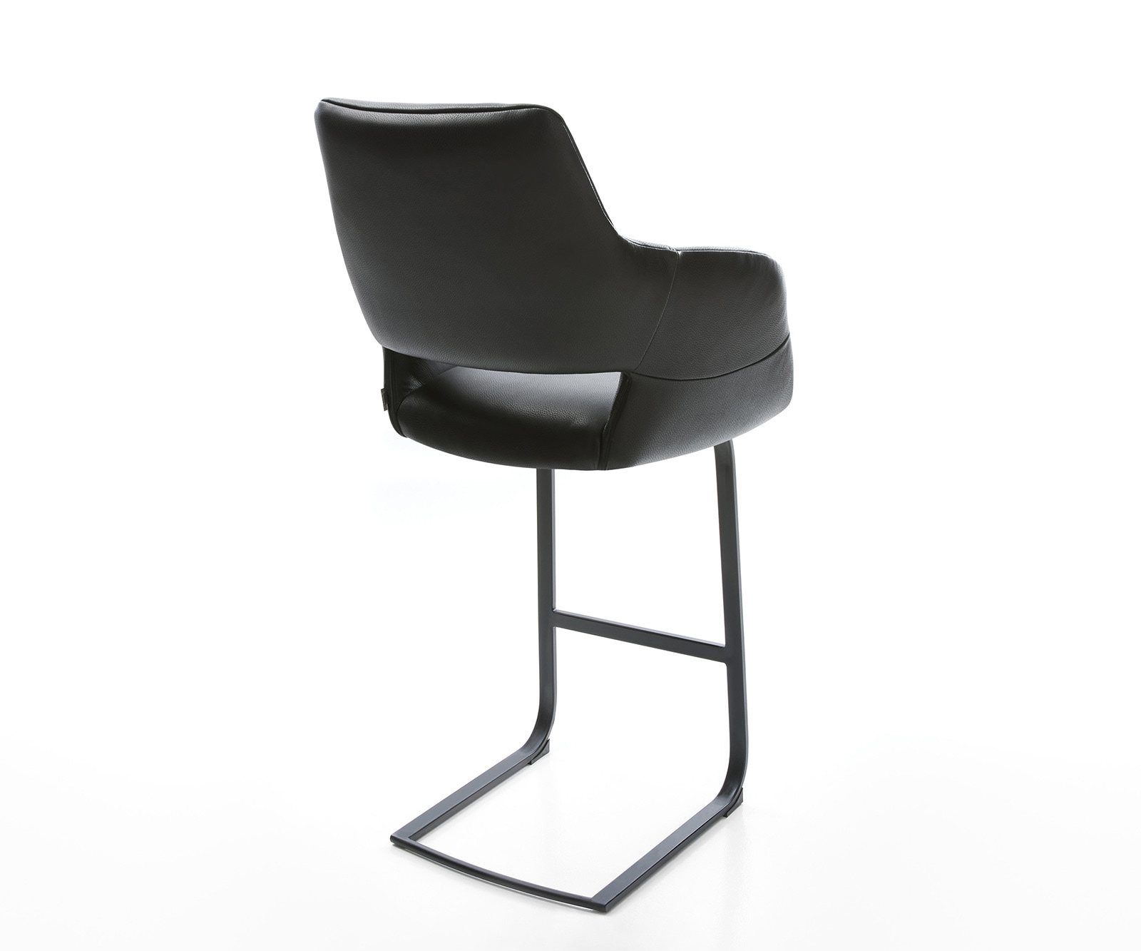 Barstuhl Yago-Flex Echt-Leder Schwarz Freischwinger flach Metall Schwarz Taschenfederkern 4