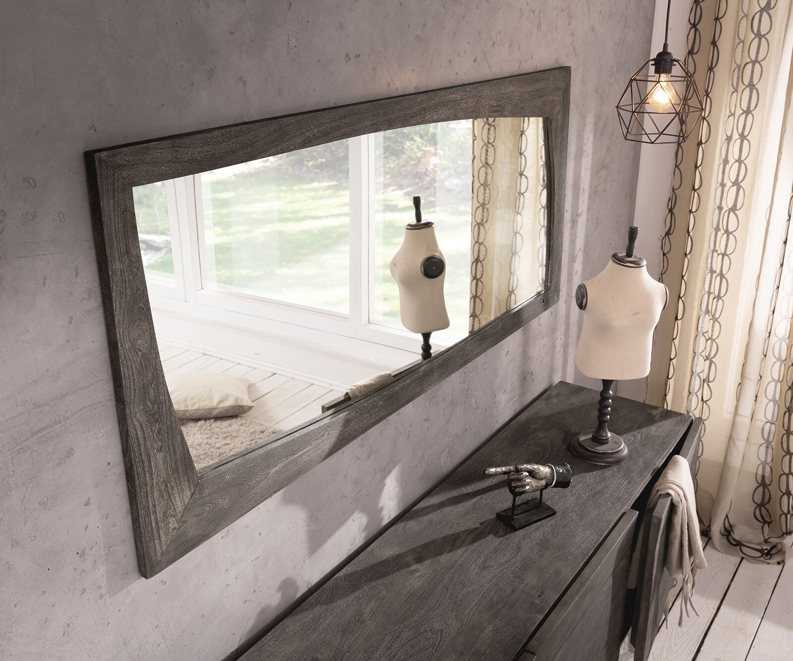 Design-Wandspiegel Wyatt 160x70 cm Akazie Platin 1