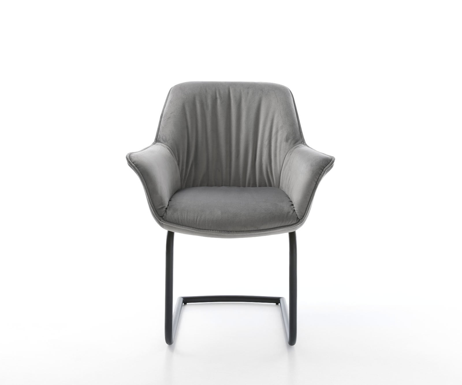 Freischwinger Keila-Flex mit Armlehnen Samt Grau Freischwinger rund Schwarz 2 Freischwinger Keila-Flex mit Armlehnen Samt Grau Freischwinger rund Schwarz 2