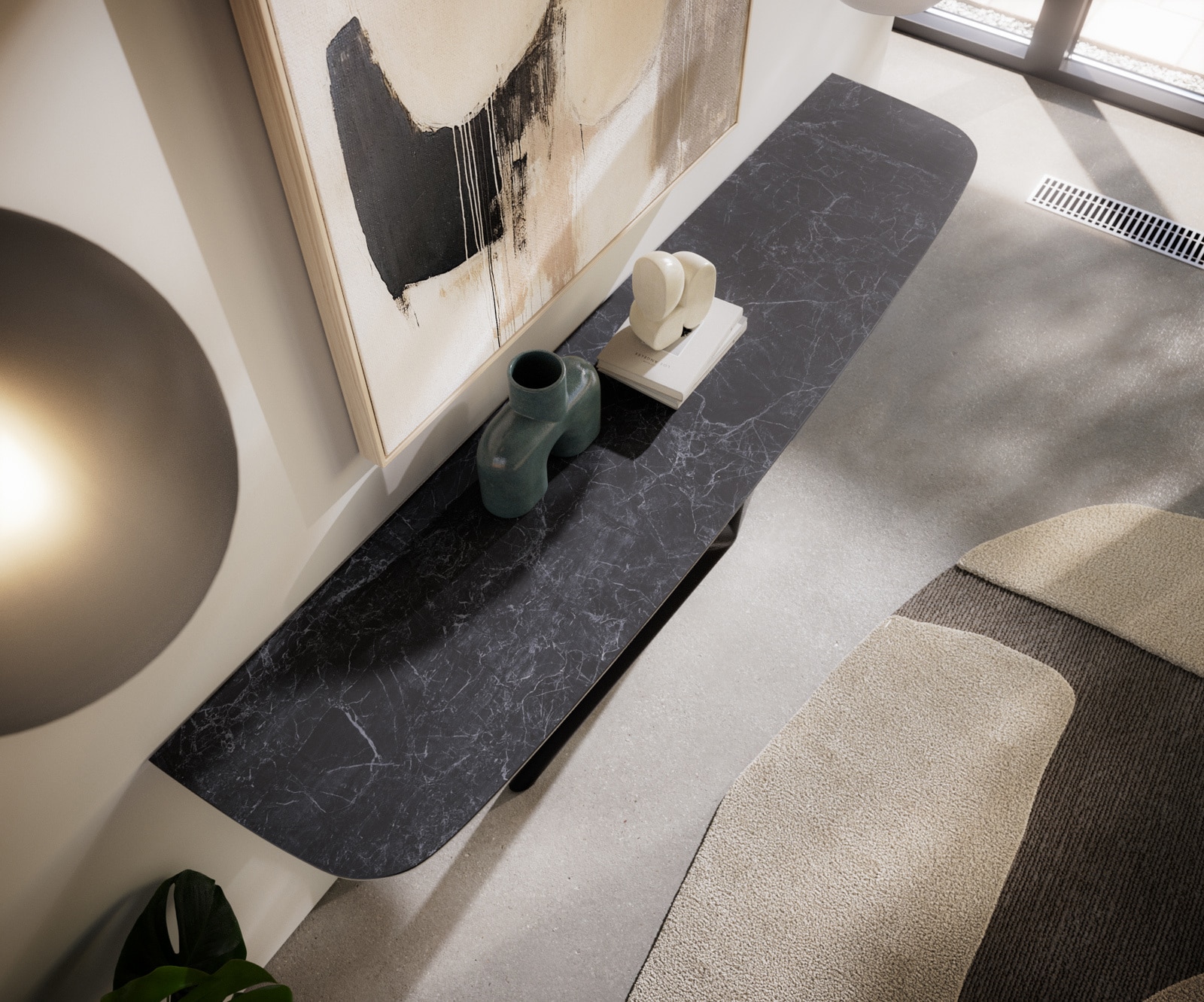 Konsolentisch Edge Boot 180x40 cm Keramik Laminam® Nero Greco Anthrazit Estelo Metall Schwarz 6