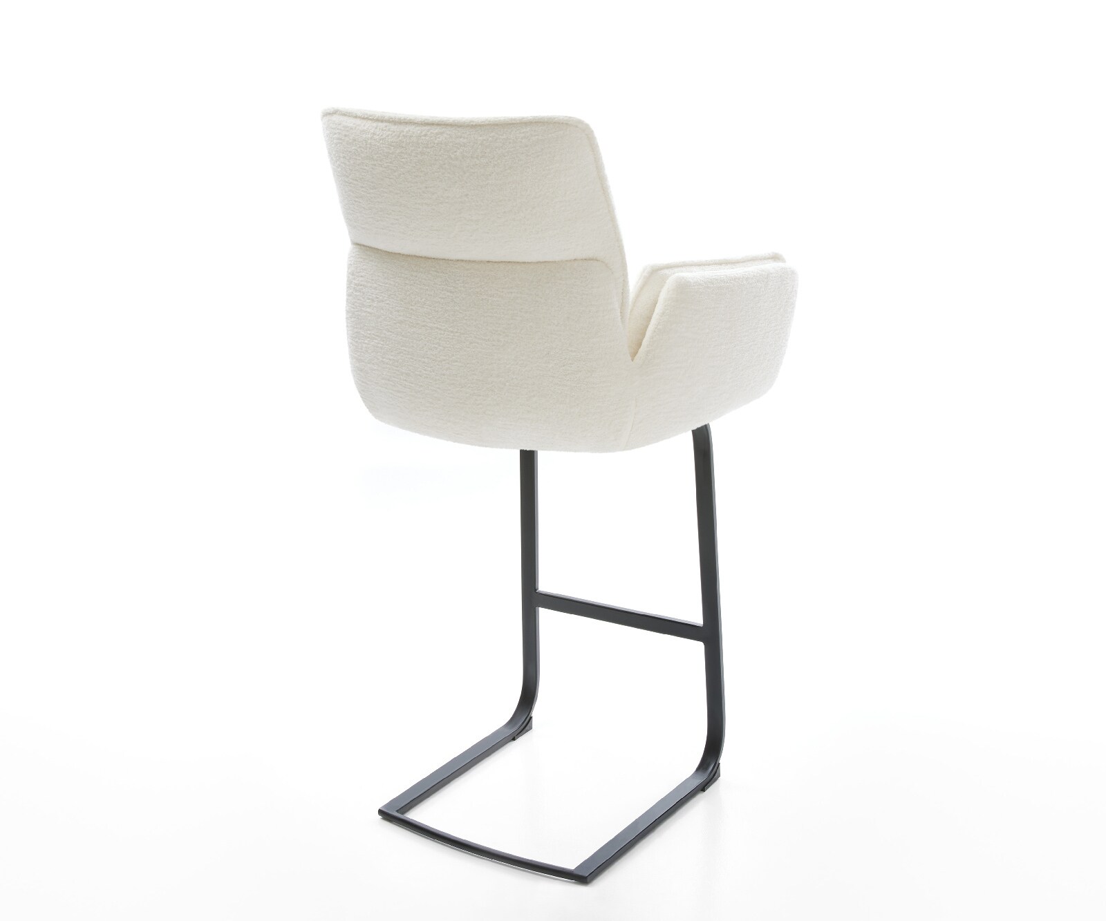 Barstuhl Nela-Flex Bouclé Soft Beige Freischwinger Flach Metall Schwarz 5