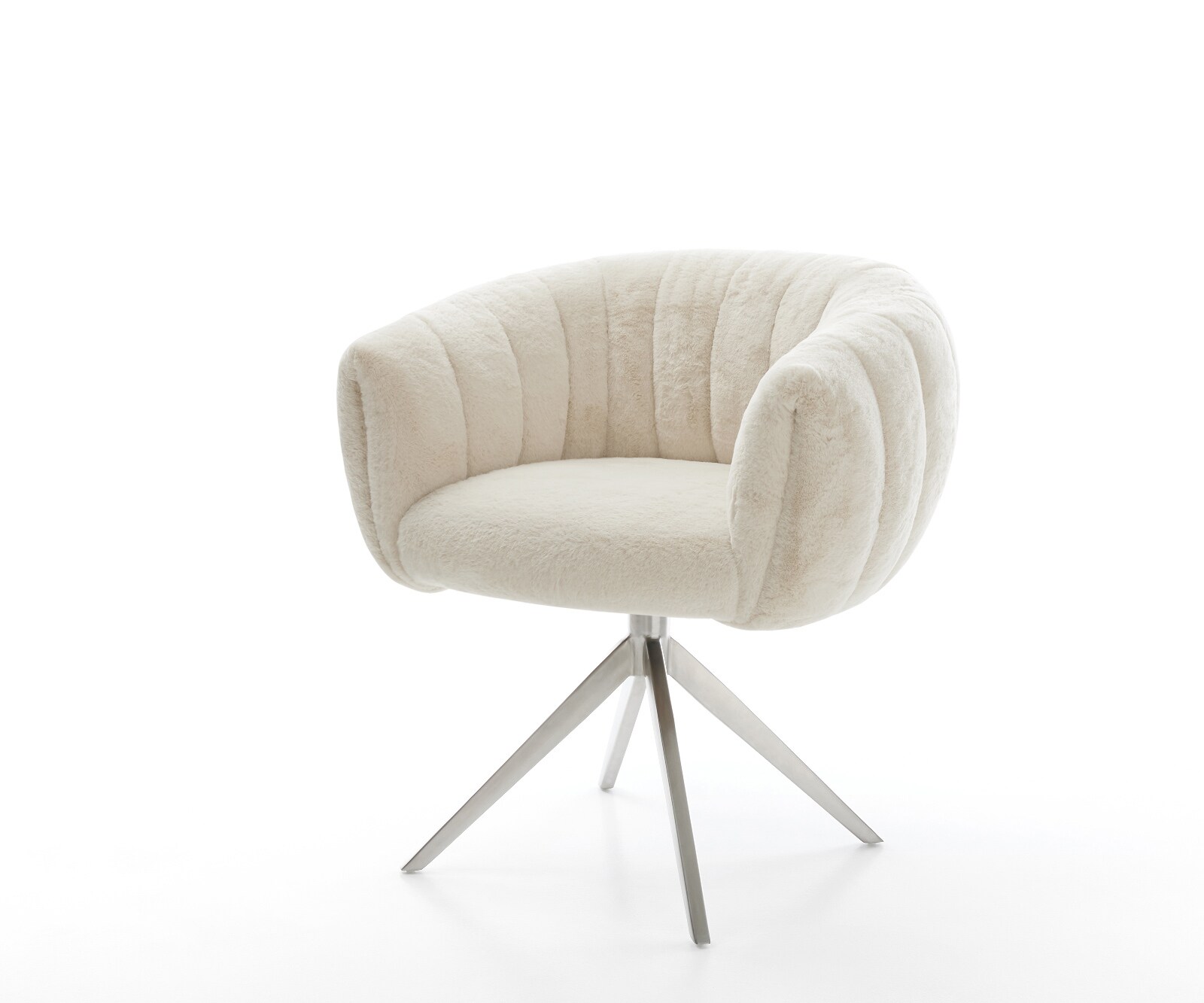 Drehstuhl Jada-Flex Plüsch Creme-Weiß Kreuzgestell breit Edelstahl 360° dre günstig online kaufen