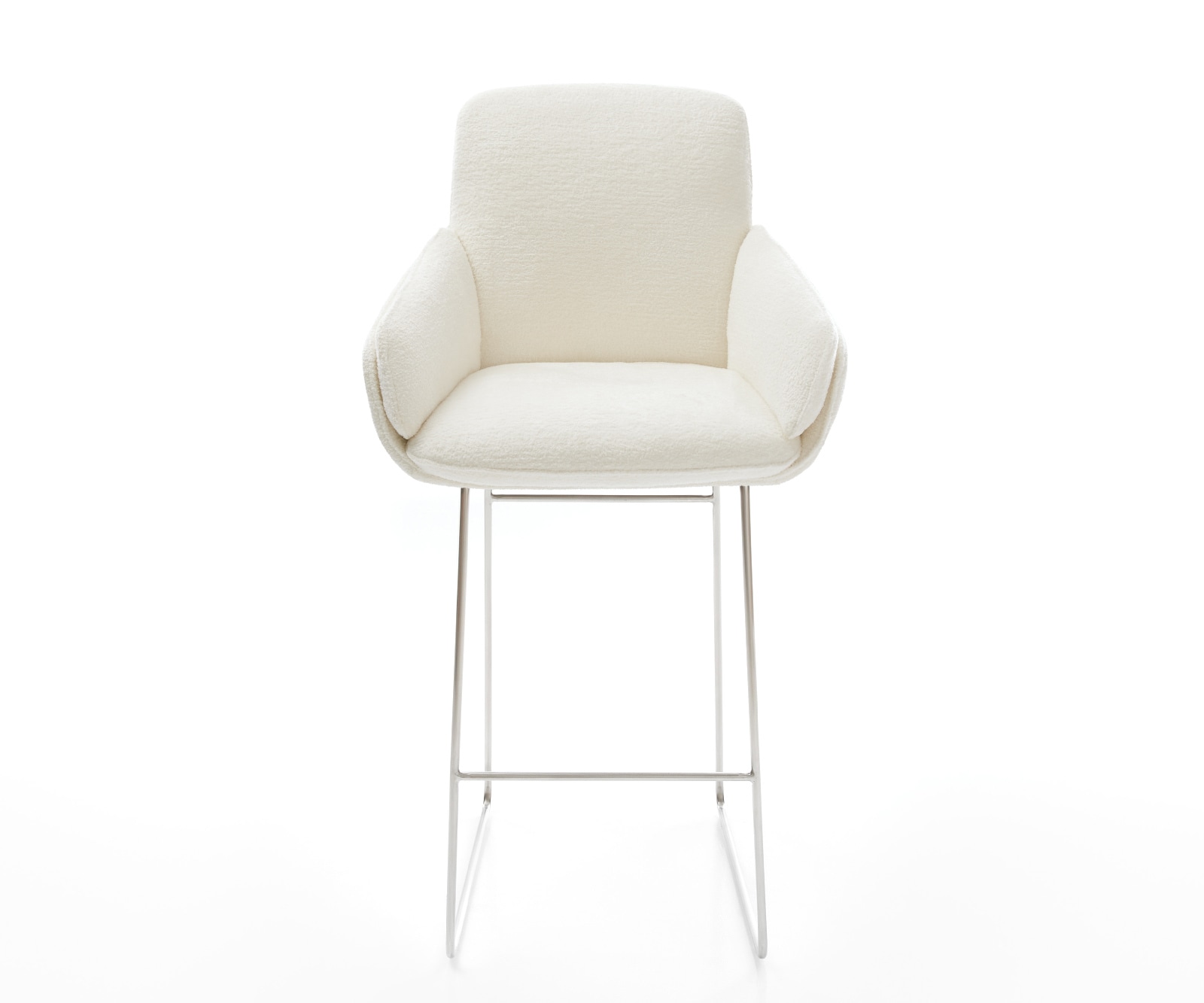 Barstuhl Luan-Flex Bouclé Soft Beige Kufengestell Edelstahl Silberfarben 2