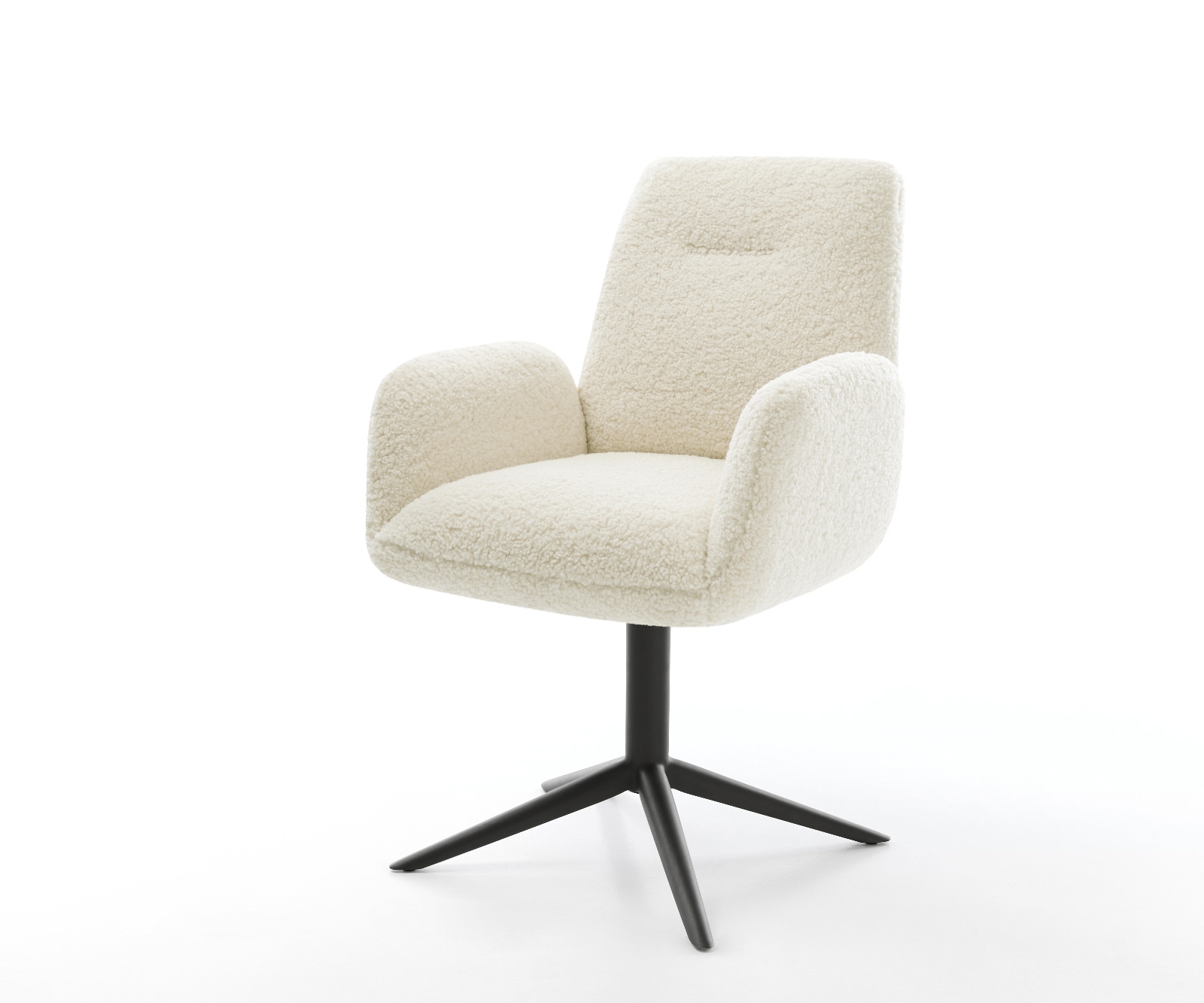 Drehstuhl Zoa-Flex Teddystoff Beige Fußkreuz Schwarz 360° drehbar Wippfunktion Taschenfederkern