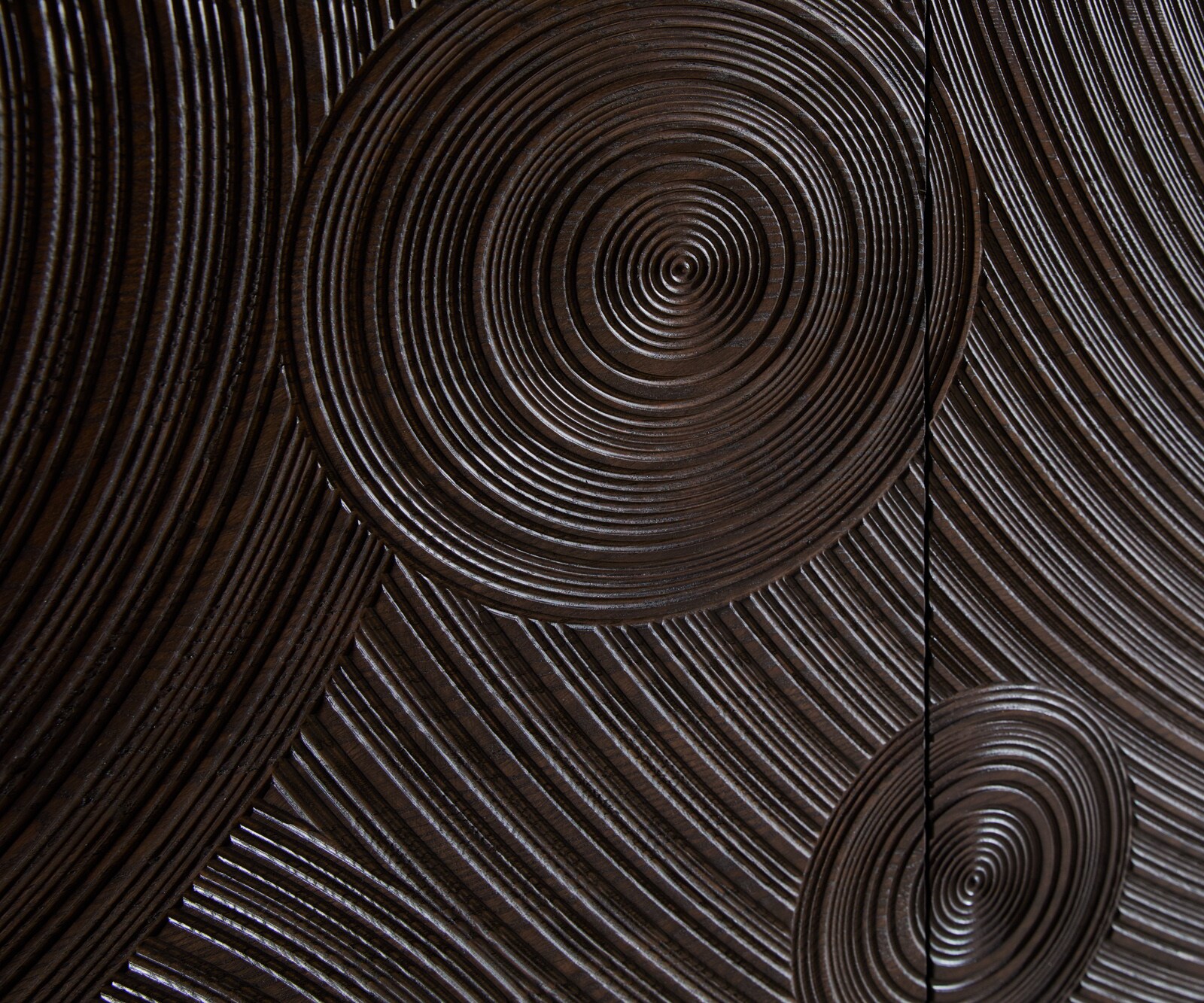 Sideboard Ashara 200 cm Esche Dunkelbraun 3D Effekt 4 Türen Kufe Edelstahl gebürstet 2